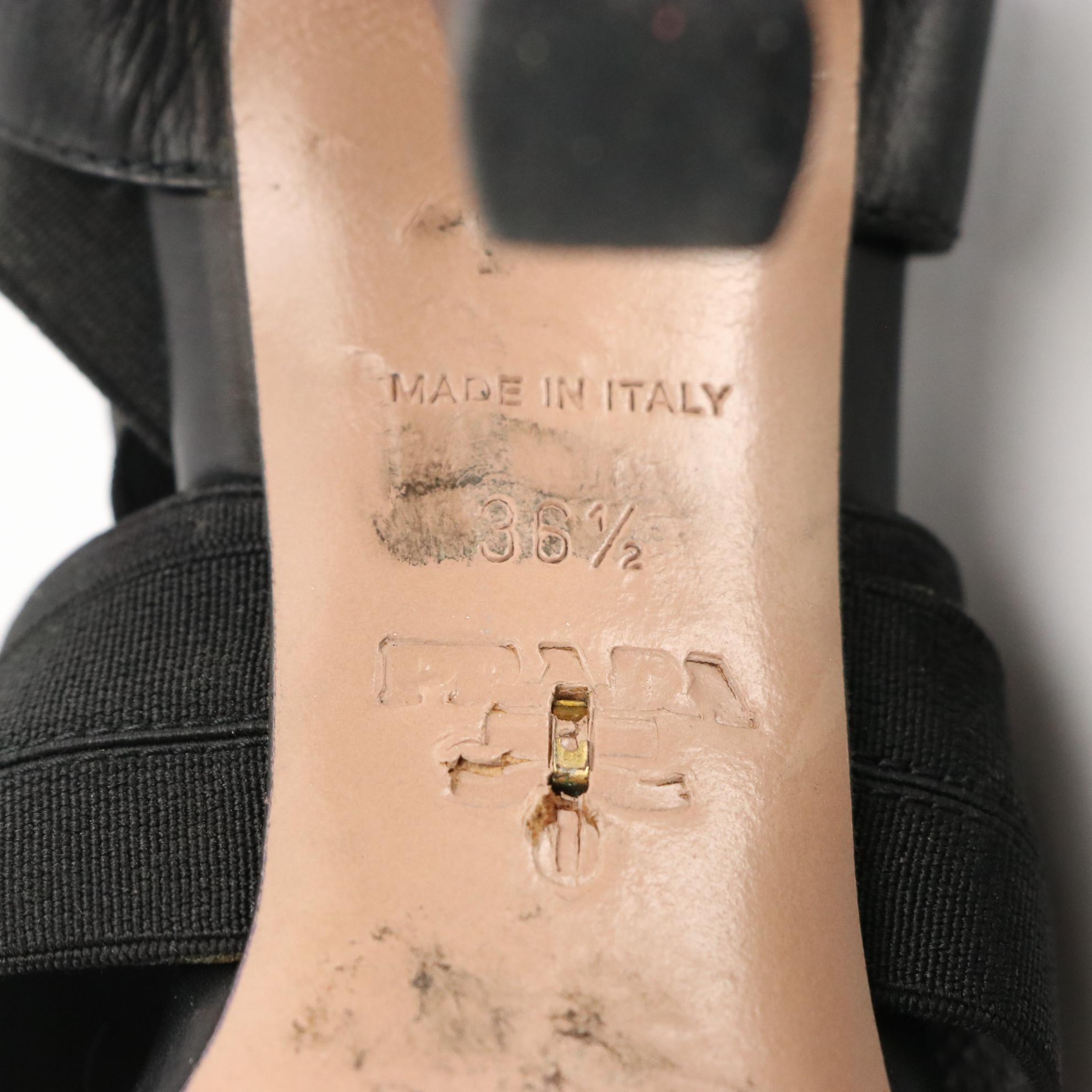 Prada Crisscross Strap and Leather High Heel Dress Sandals