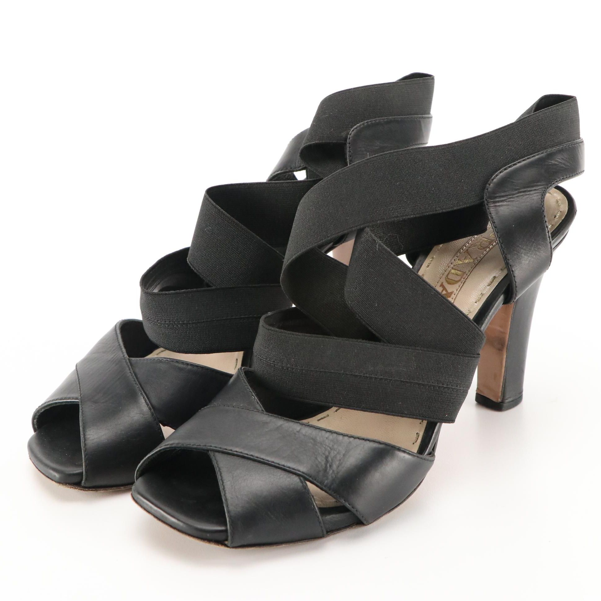Prada Crisscross Strap and Leather High Heel Dress Sandals