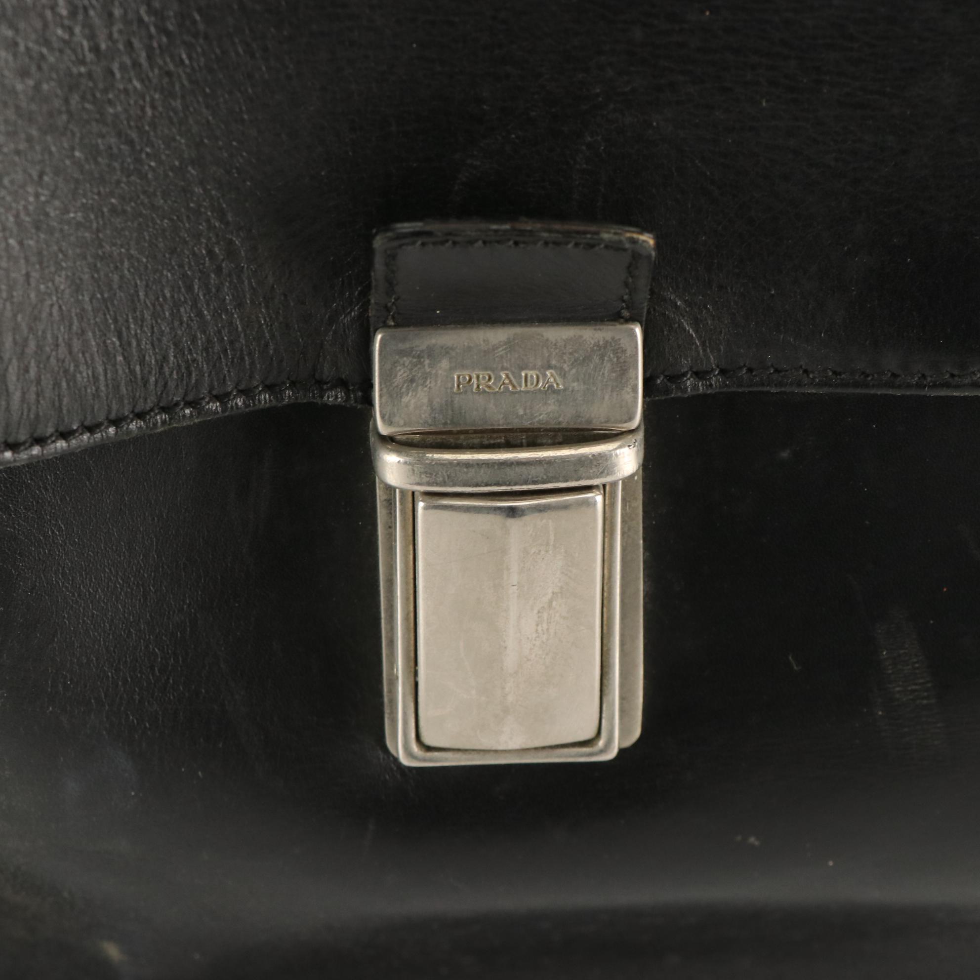 Prada Soft Briefcase in Black Leather and Tessuto Nylon