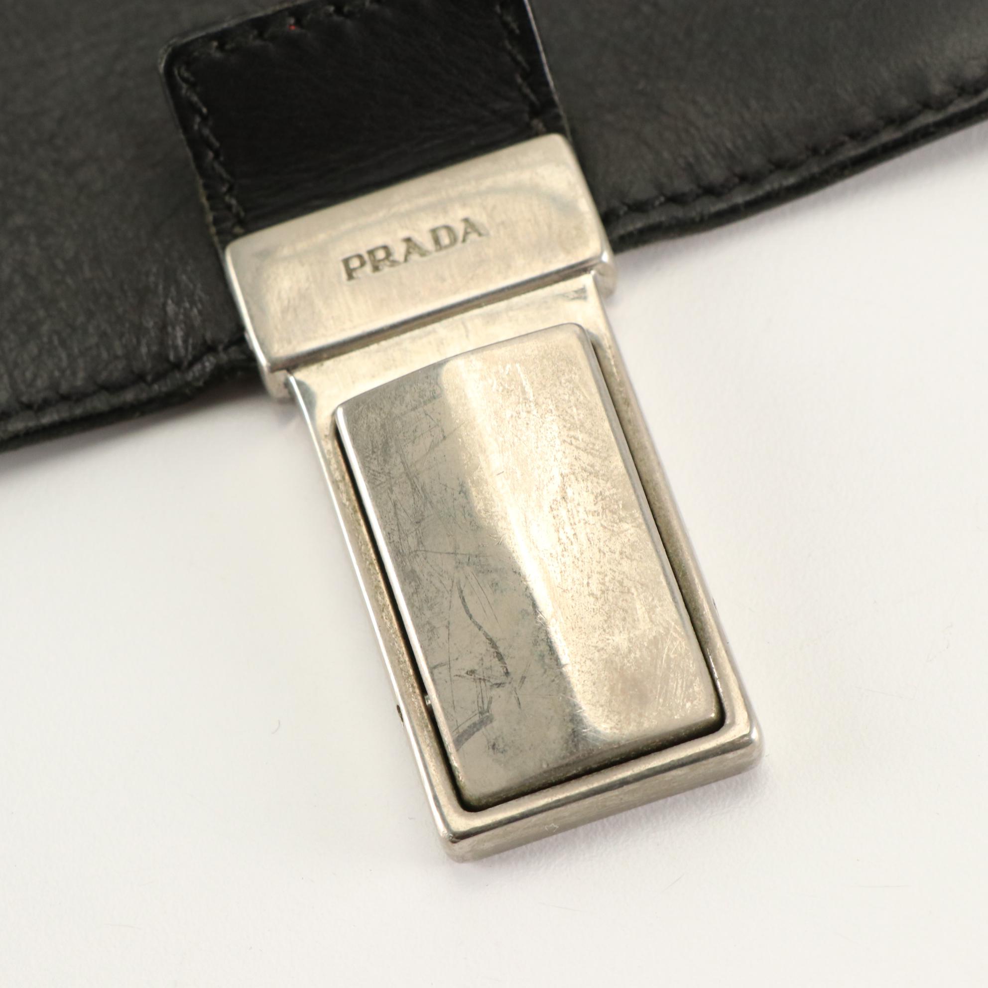 Prada Soft Briefcase in Black Leather and Tessuto Nylon