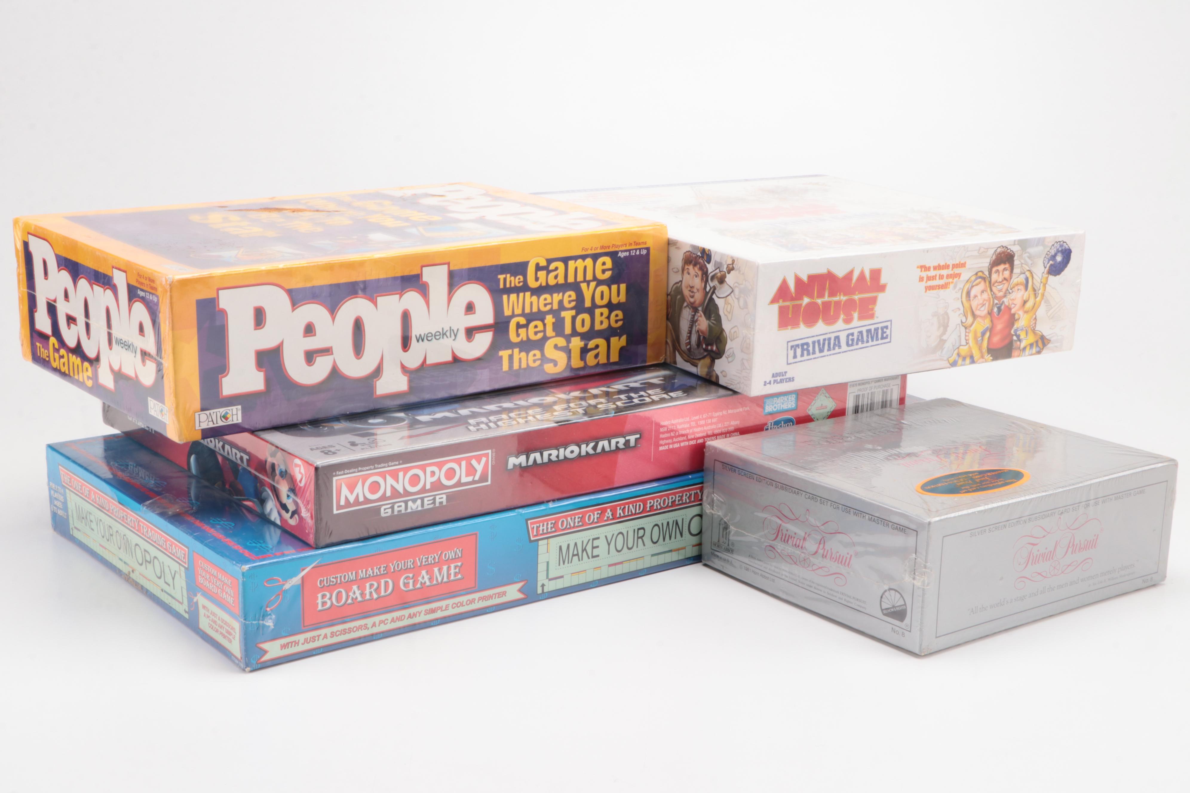 Sealed Board Games Featuring Mario Kart Monopoly, Animal House Trivia