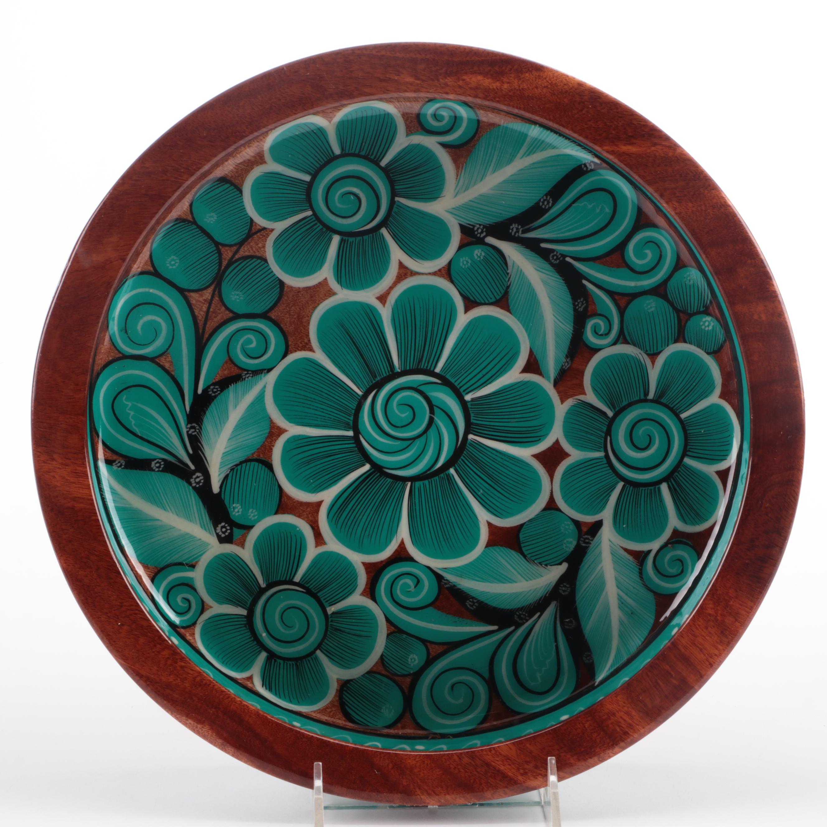 Mexican Hand-Painted Wooden Bowls and Terracotta Vase