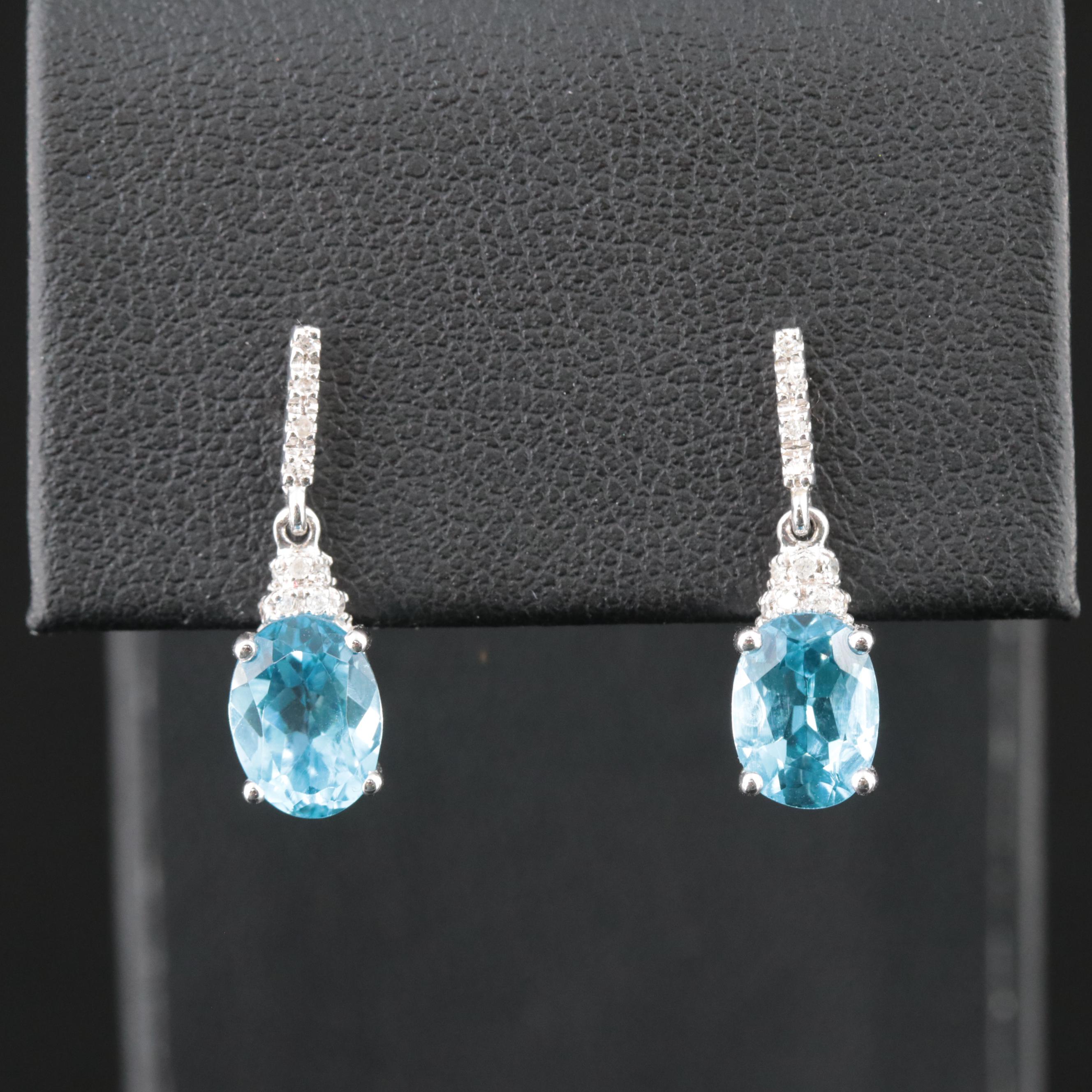 10K Sky Blue Topaz and Diamond Earrings