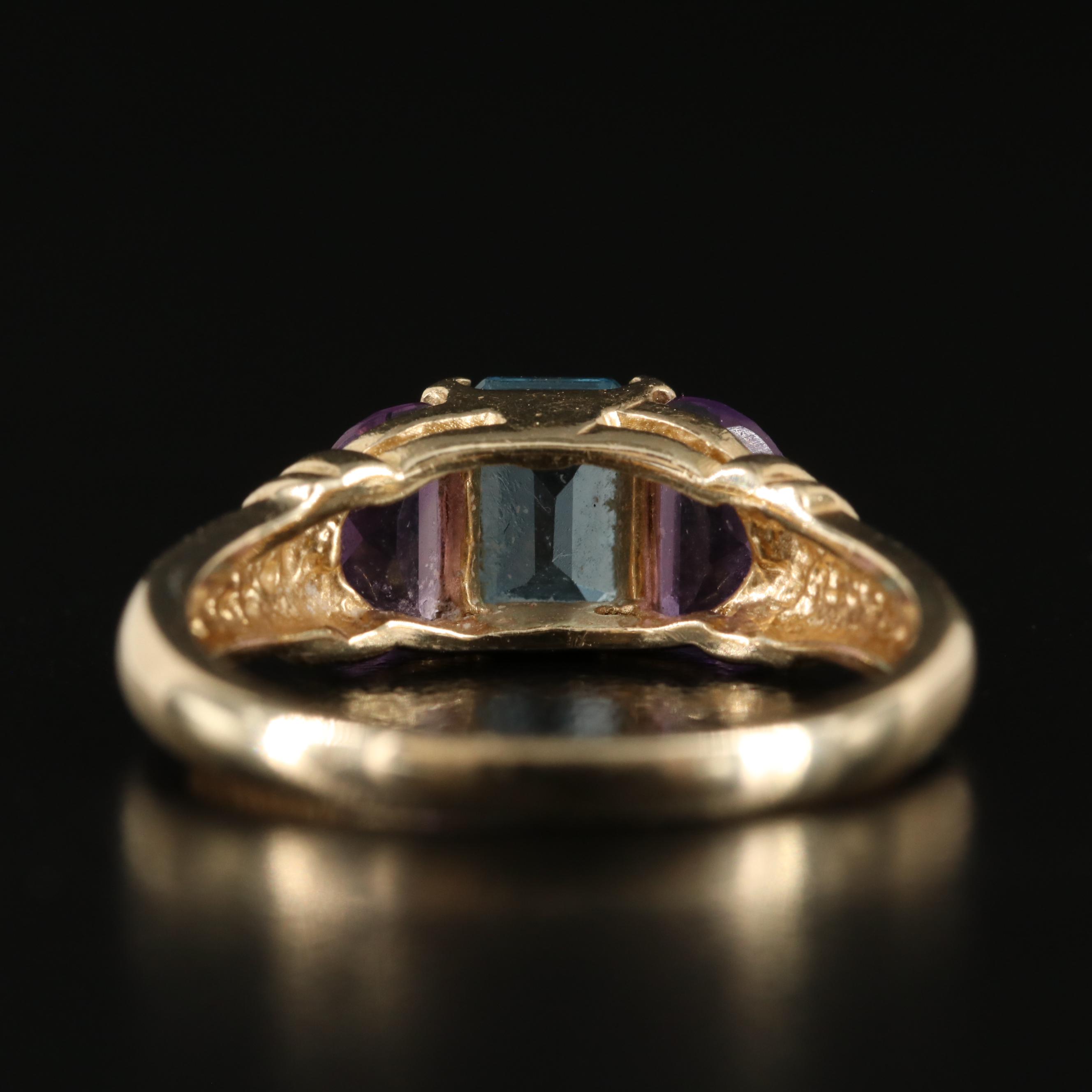 14K Sky Blue Topaz and Amethyst Ring