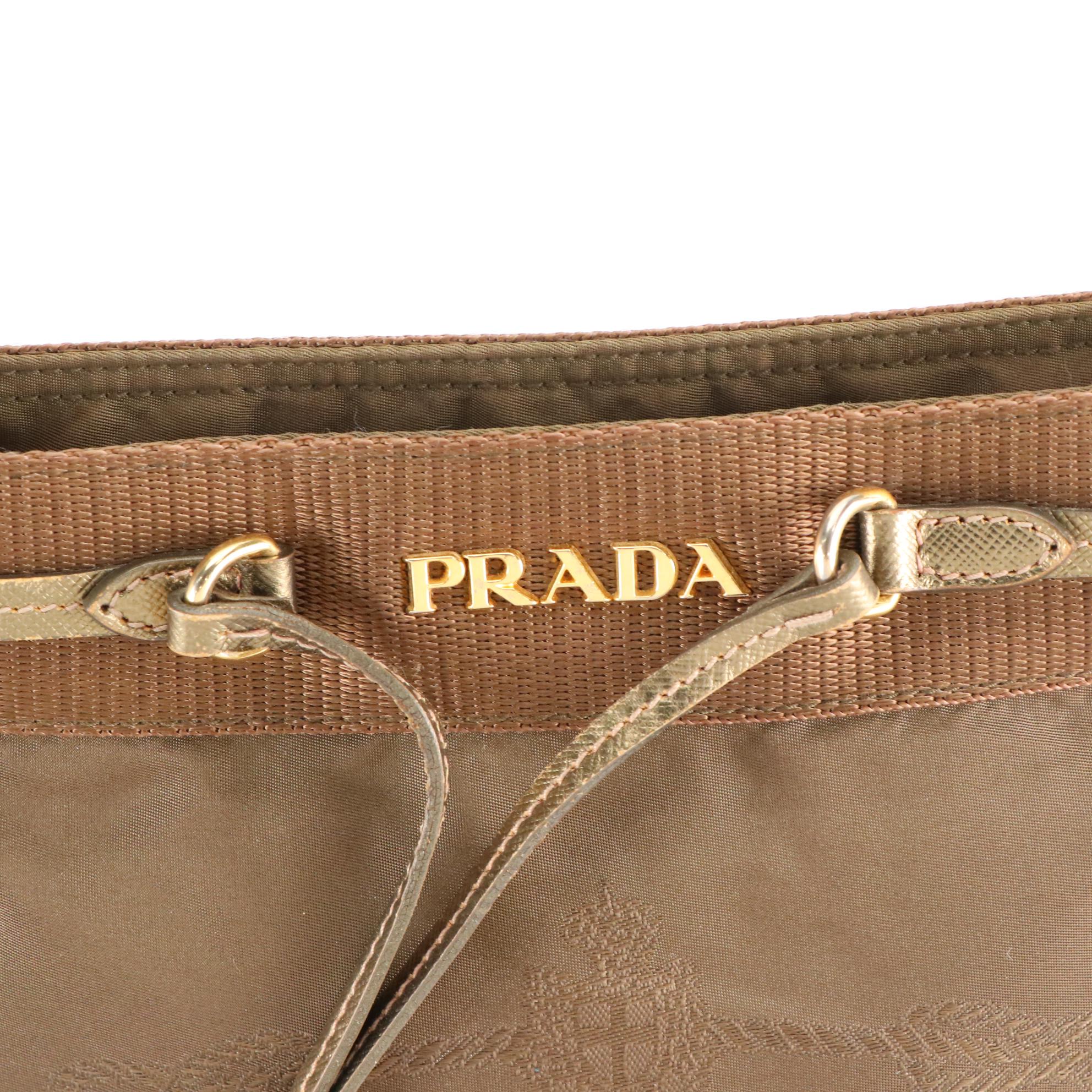 Prada Canapa Logo Nylon Crossbody Bag with Metallic Saffiano Leather Trim