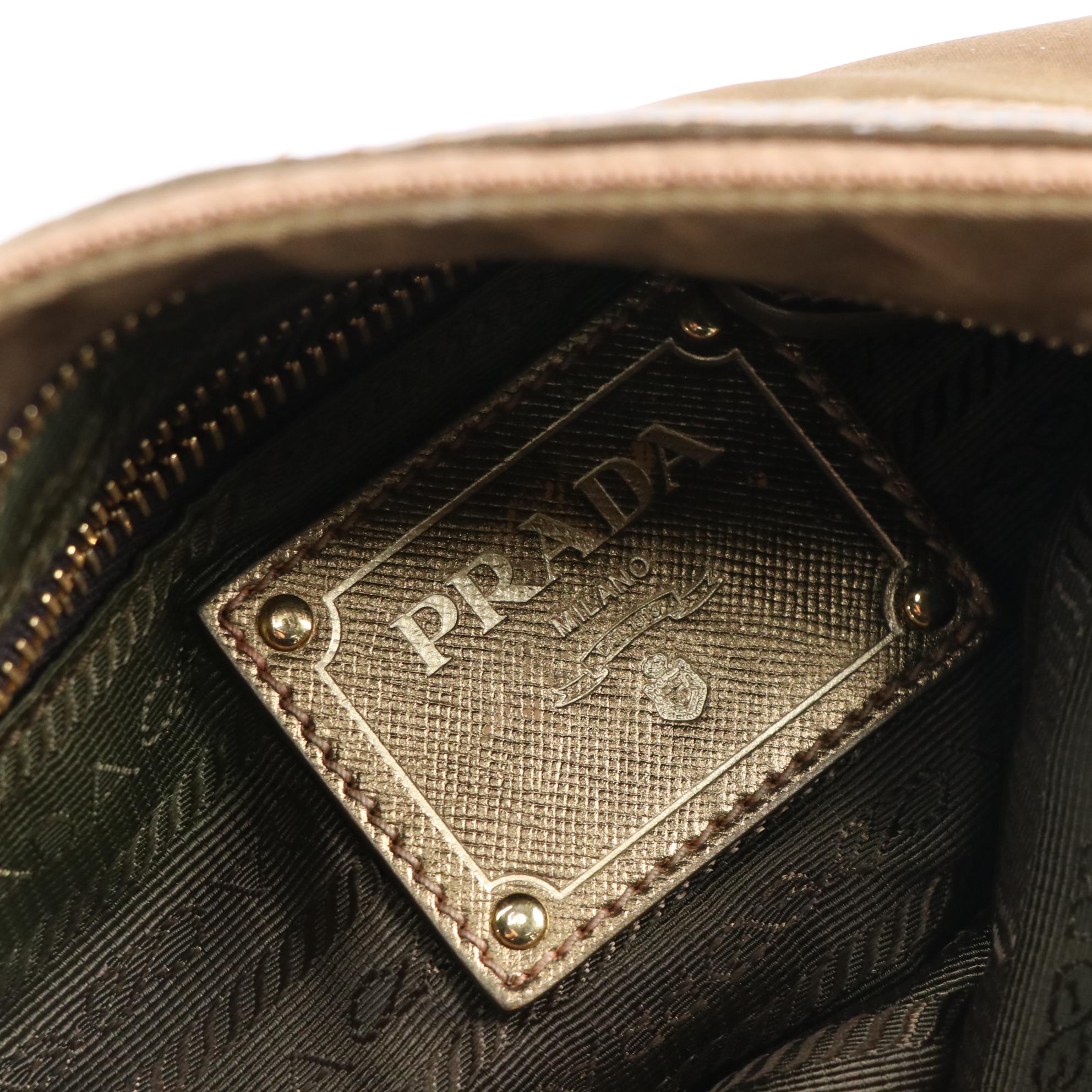 Prada Canapa Logo Nylon Crossbody Bag with Metallic Saffiano Leather Trim