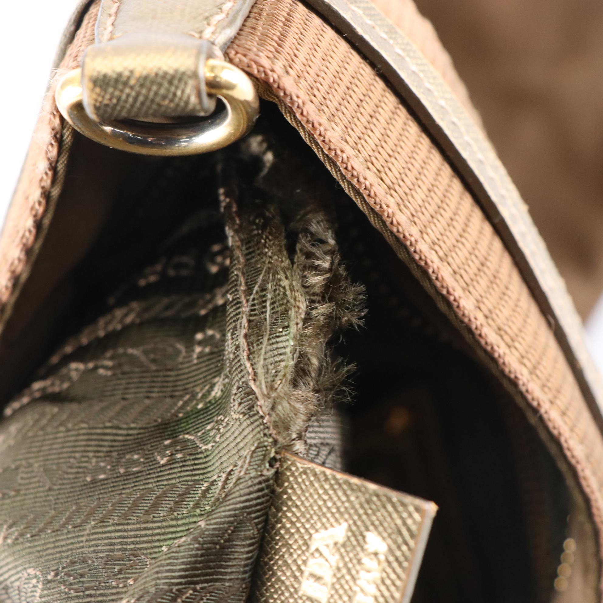 Prada Canapa Logo Nylon Crossbody Bag with Metallic Saffiano Leather Trim