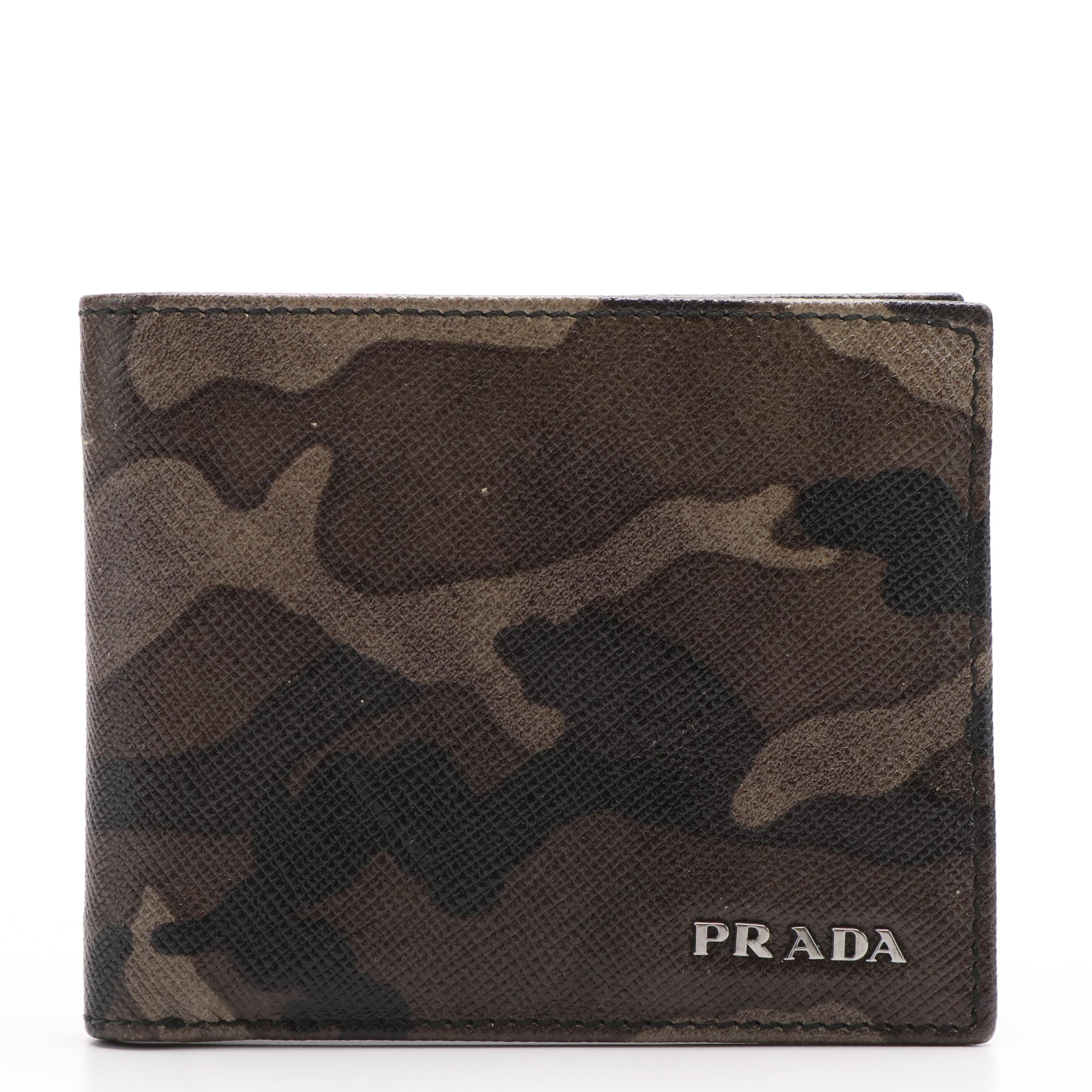 Prada Saffiano Camouflage Leather Bifold Wallet with Box