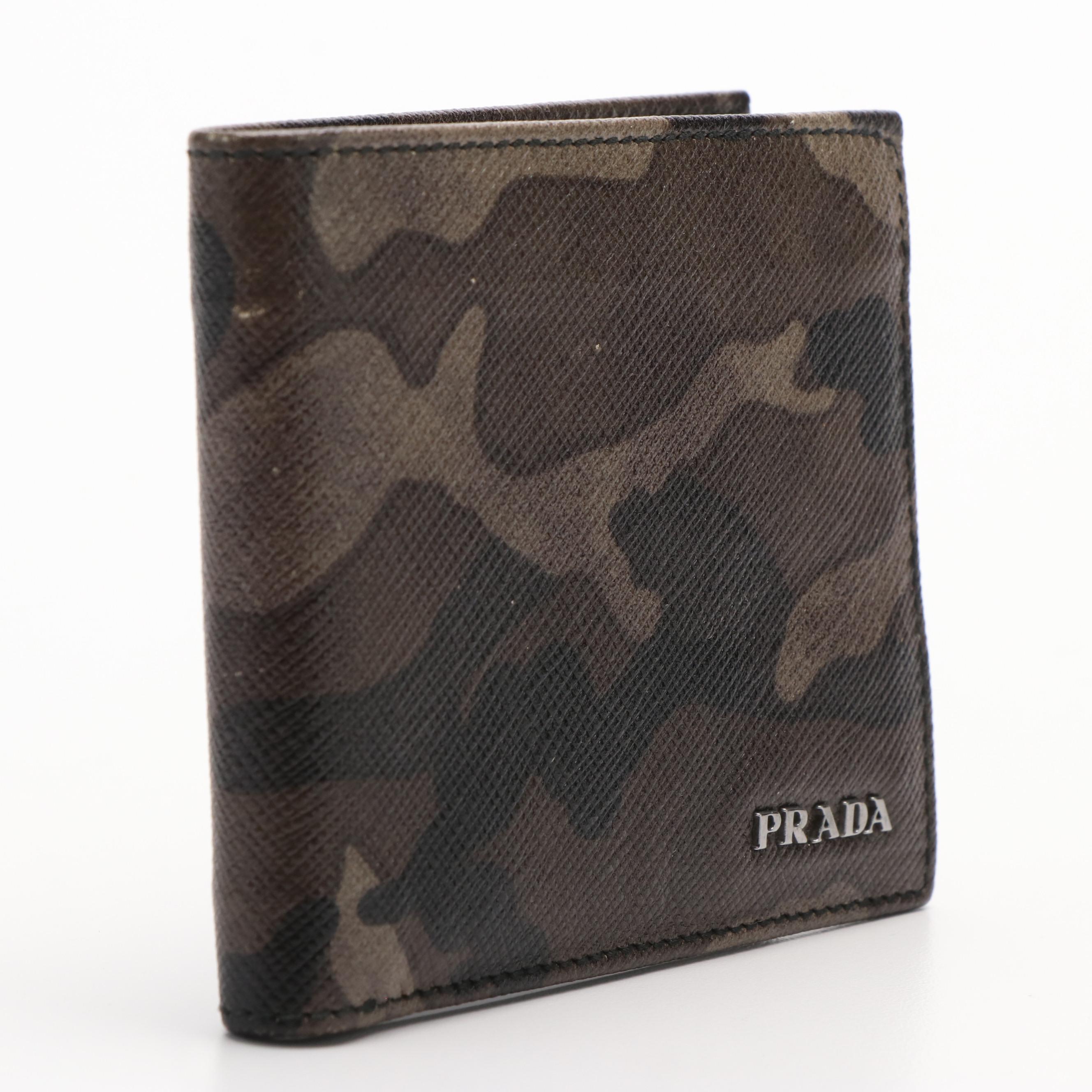 Prada Saffiano Camouflage Leather Bifold Wallet with Box