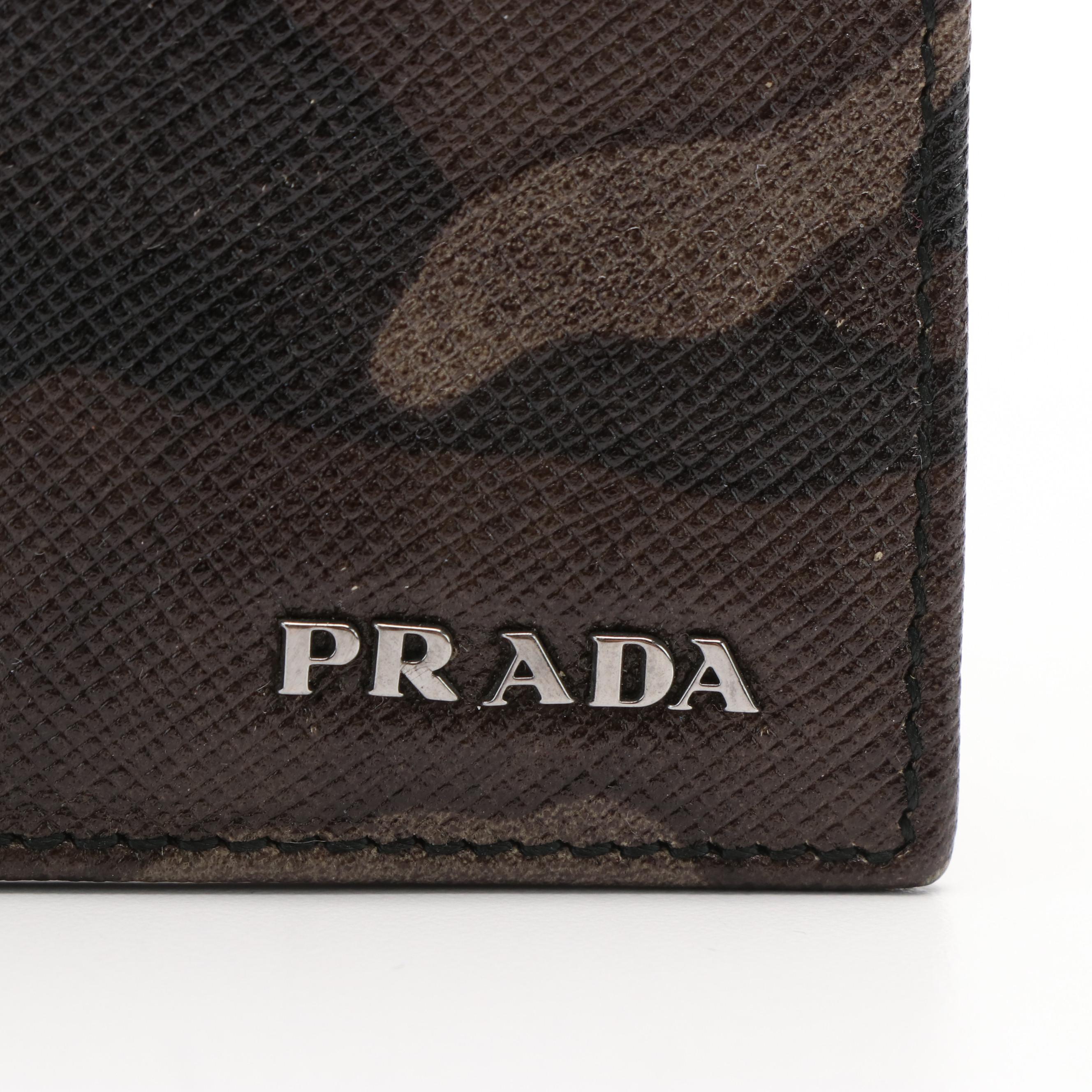 Prada Saffiano Camouflage Leather Bifold Wallet with Box