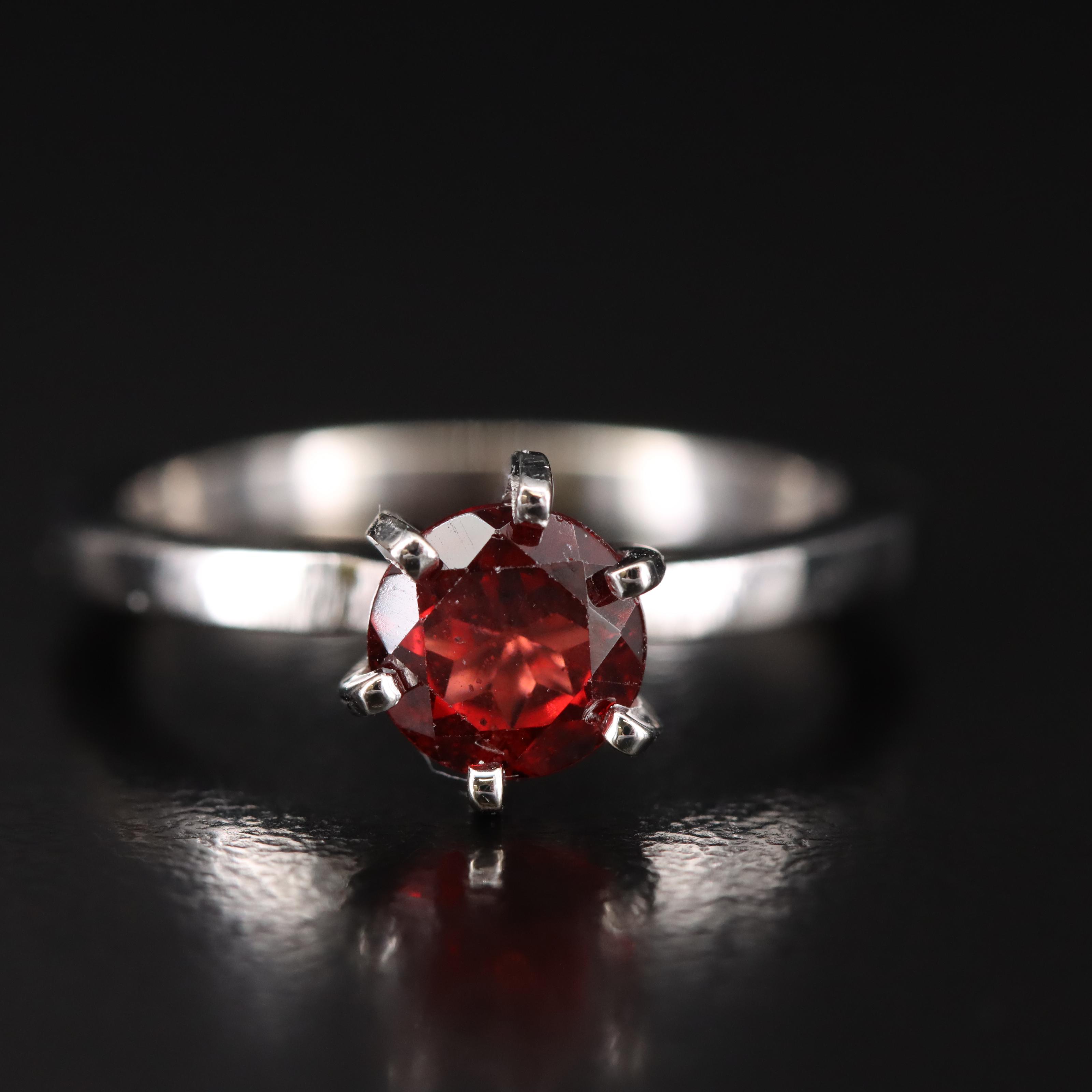 14K Garnet Solitaire Ring