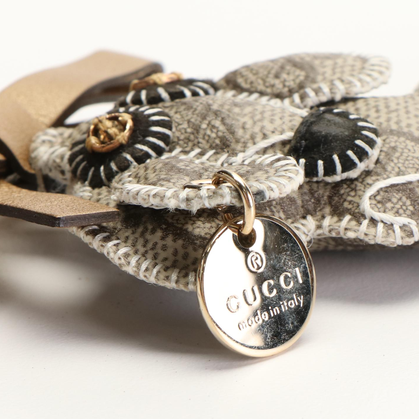 Gucci GG Supreme Dachshund Keychain in Coated Canvas and Leather