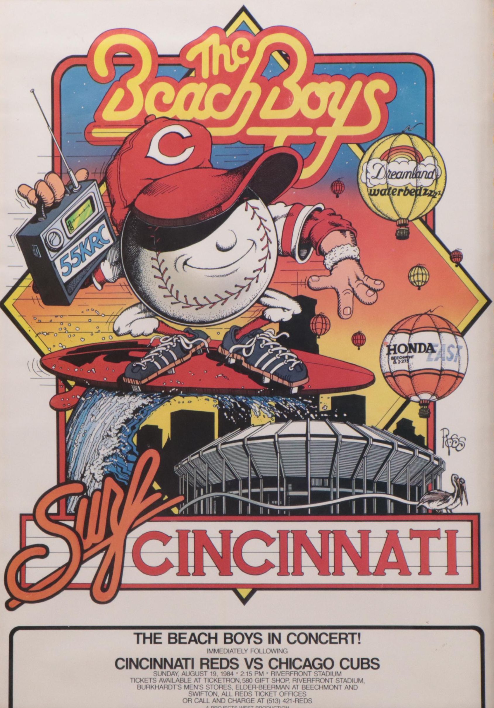 The Beach Boys at Surf Cincinnati Concert Poster, 1984