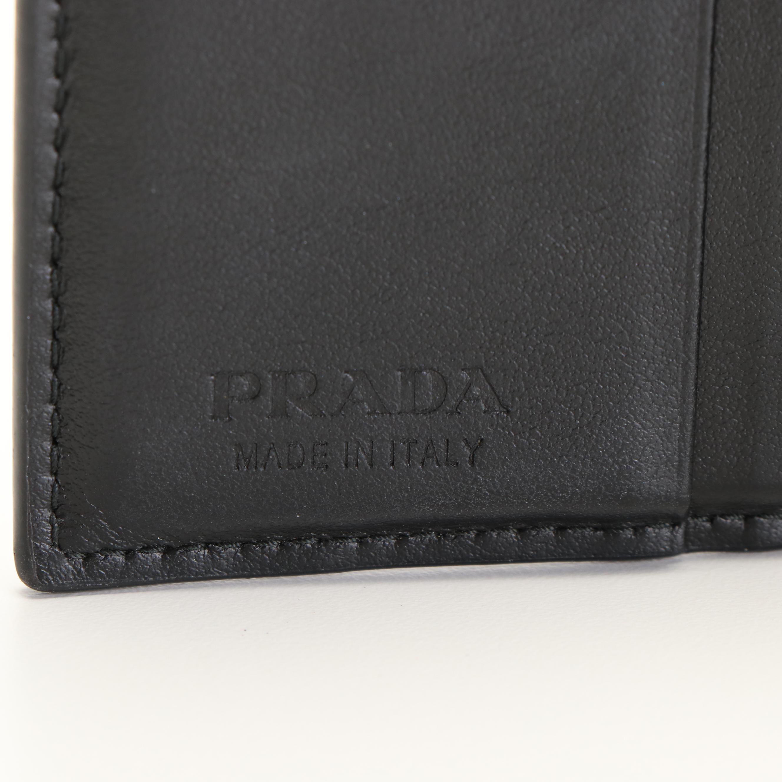 Prada Geometric Print Leather Bifold Wallet