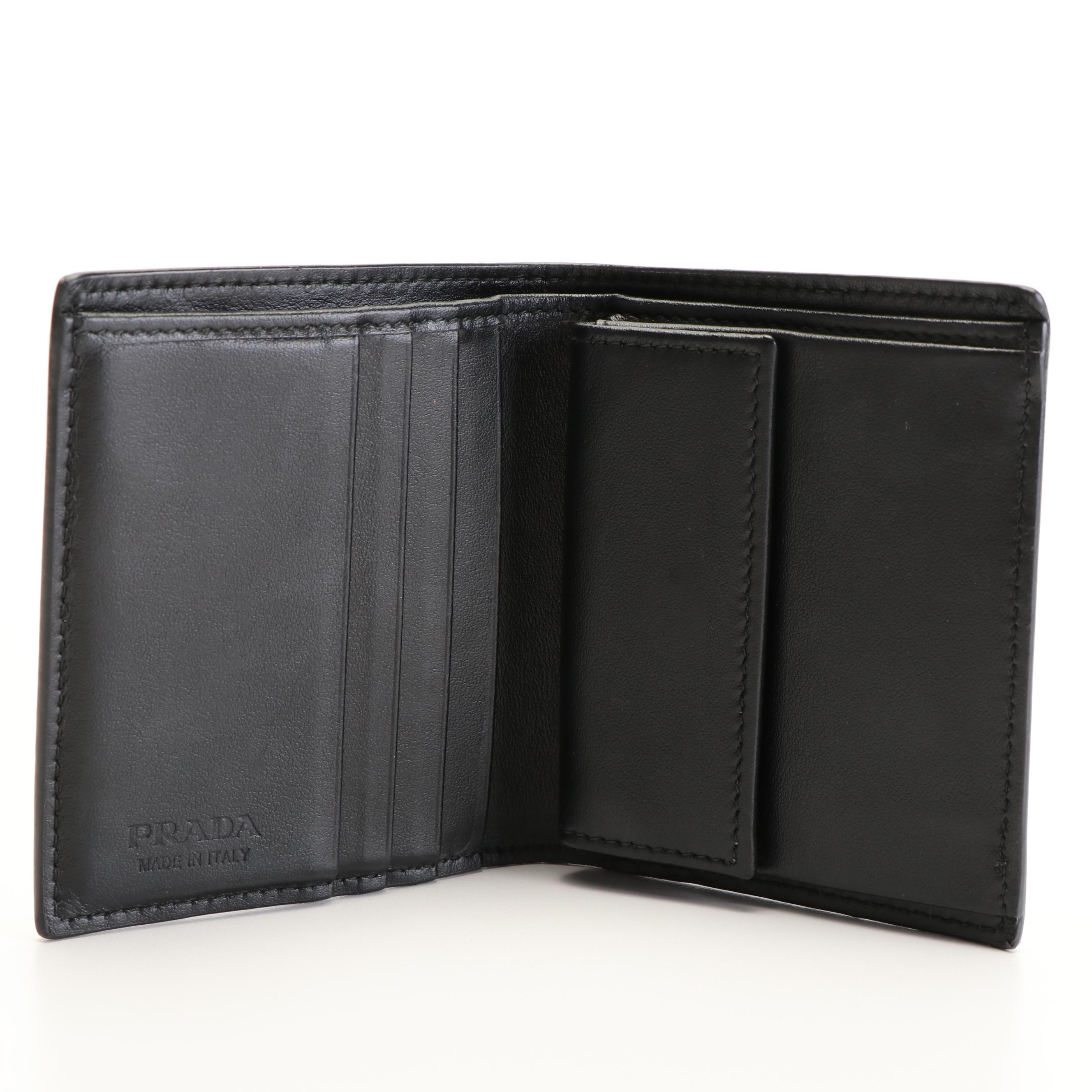 Prada Geometric Print Leather Bifold Wallet