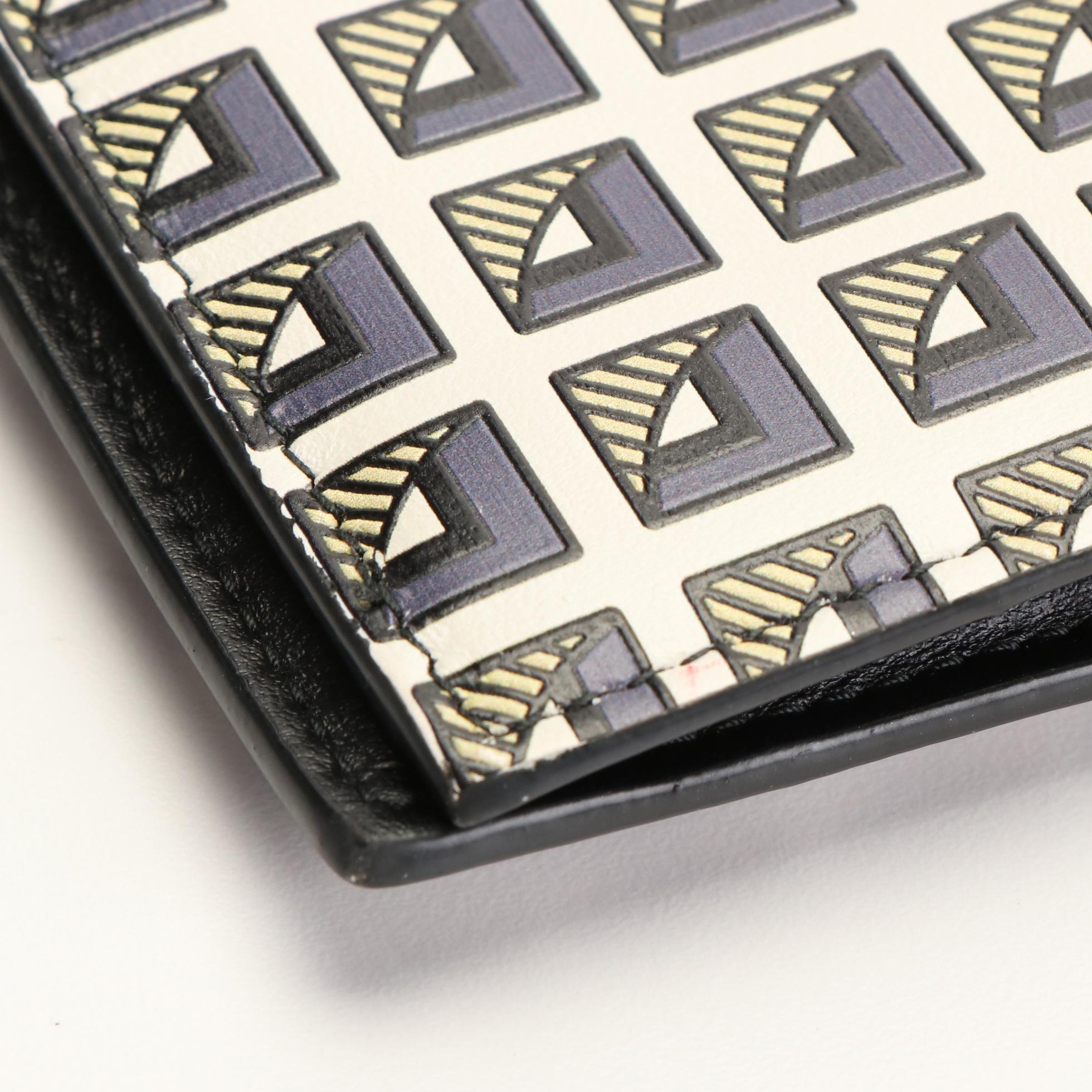 Prada Geometric Print Leather Bifold Wallet