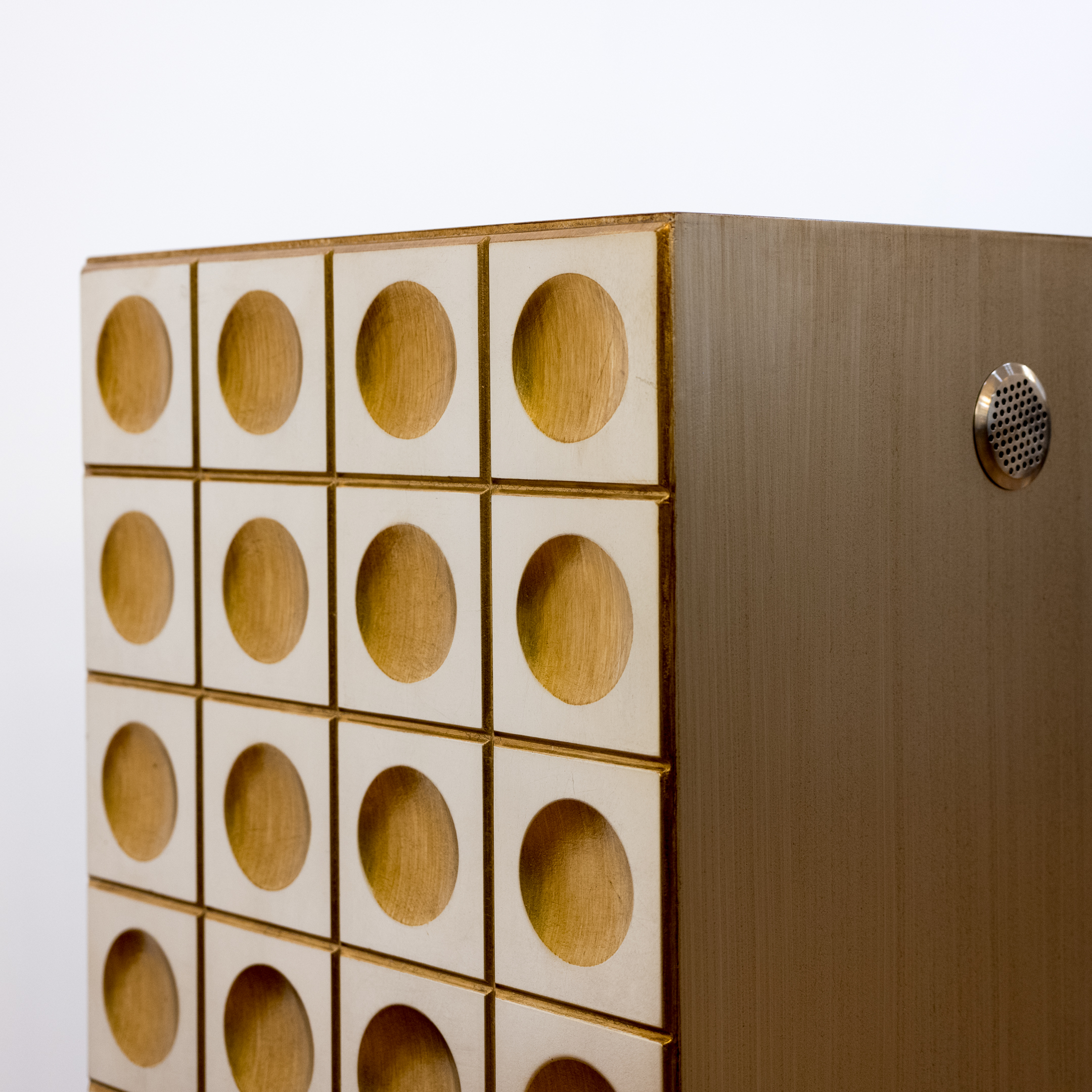 Neuu Design Emporium Modernist Style Silver and Gold Finished Cubed Credenza