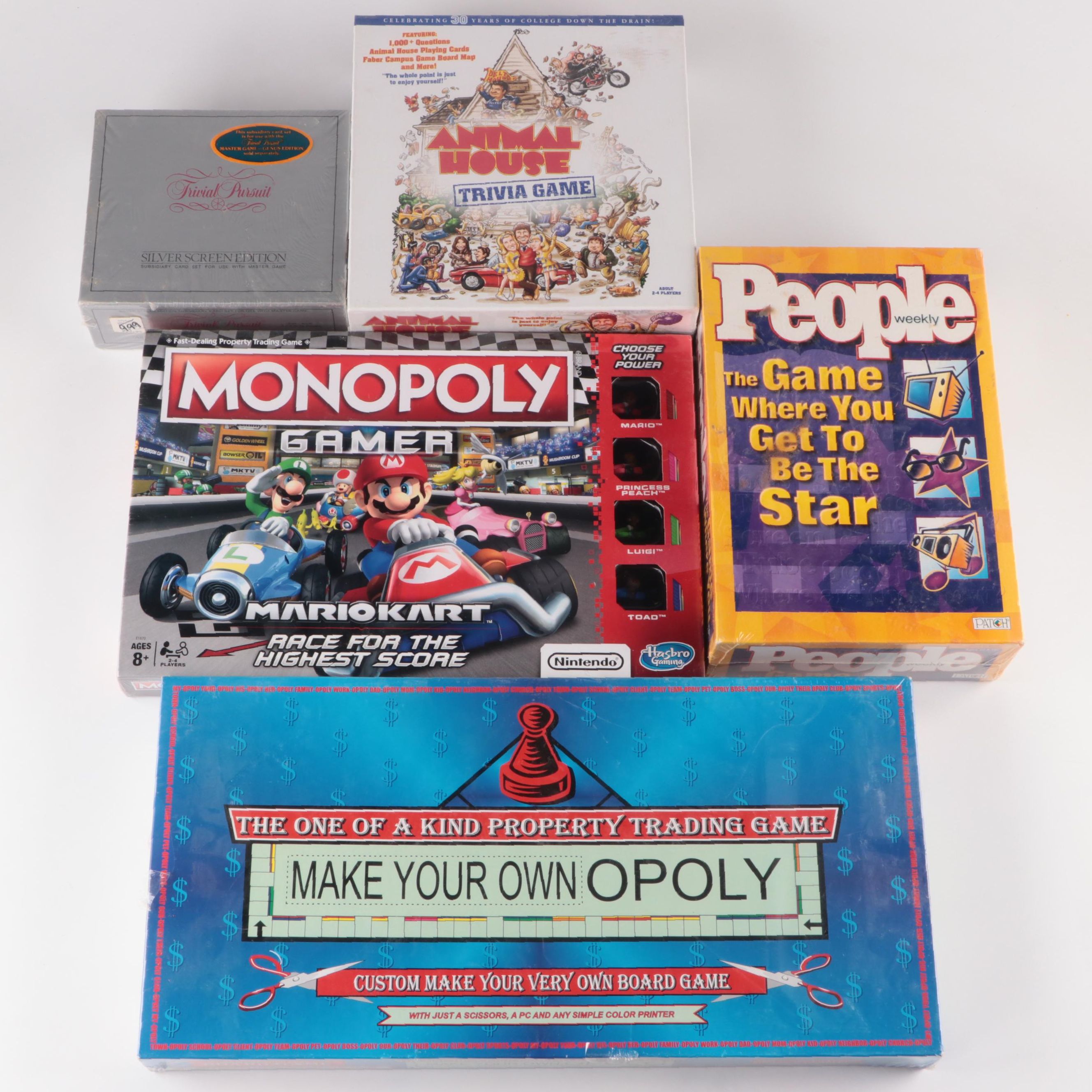 Sealed Board Games Featuring Mario Kart Monopoly, Animal House Trivia