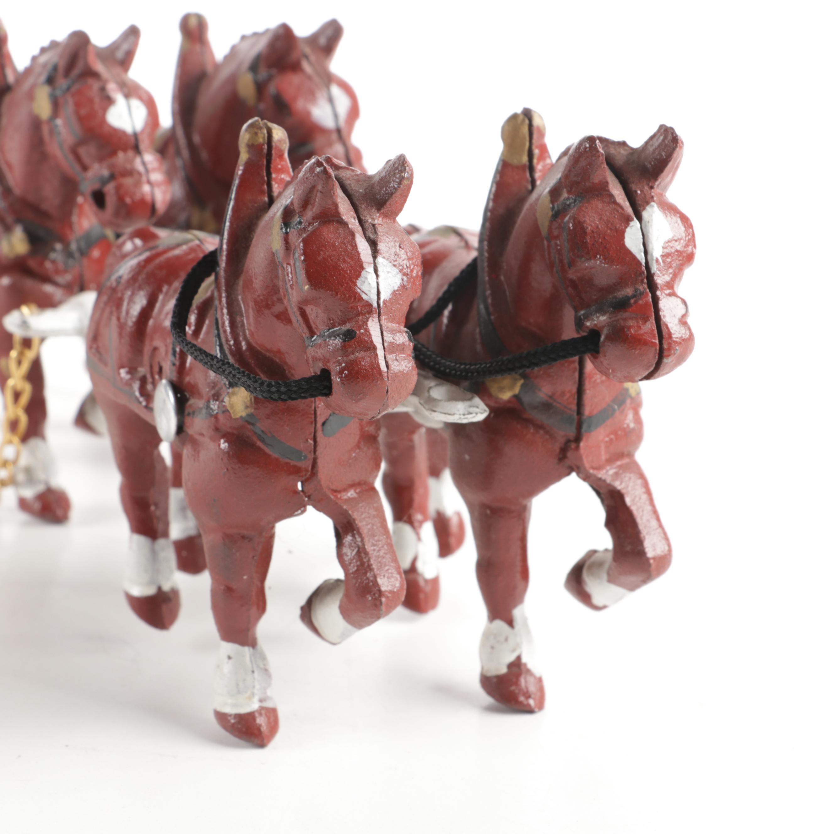 Cast Iron Horse Drawn Barrel Wagon Toy and 1903 Cadillac Runabout Model