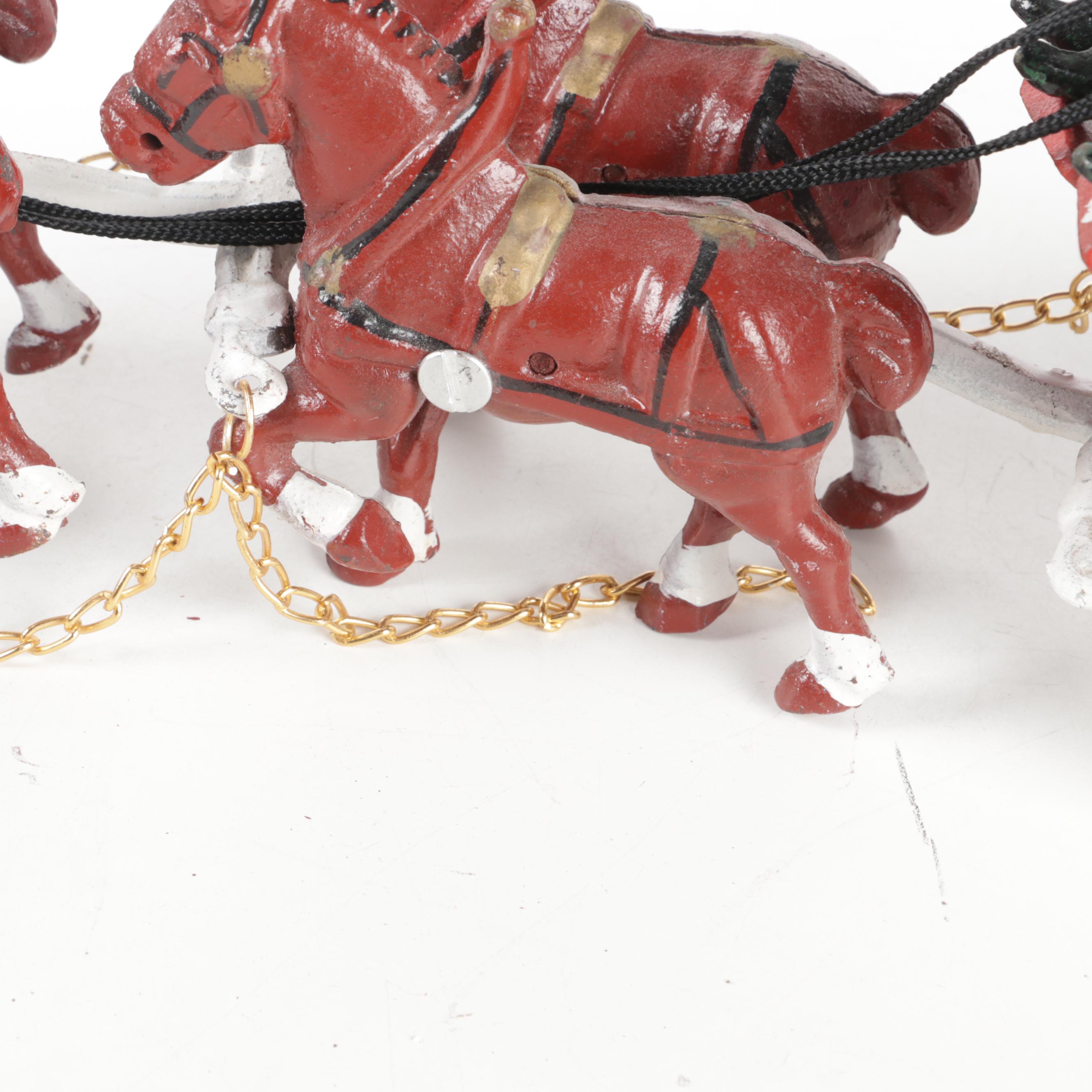 Cast Iron Horse Drawn Barrel Wagon Toy and 1903 Cadillac Runabout Model