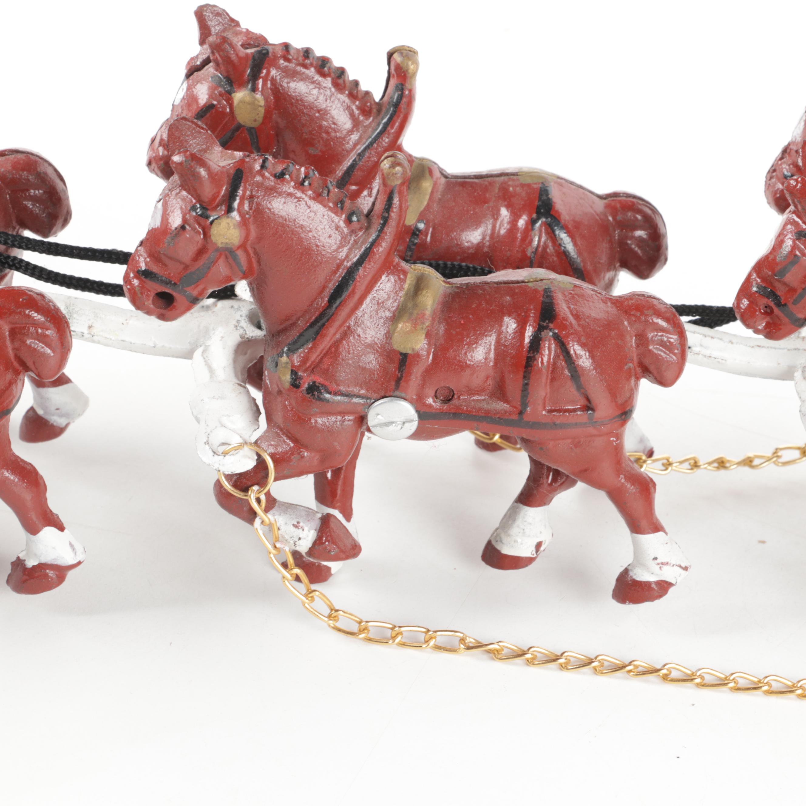 Cast Iron Horse Drawn Barrel Wagon Toy and 1903 Cadillac Runabout Model