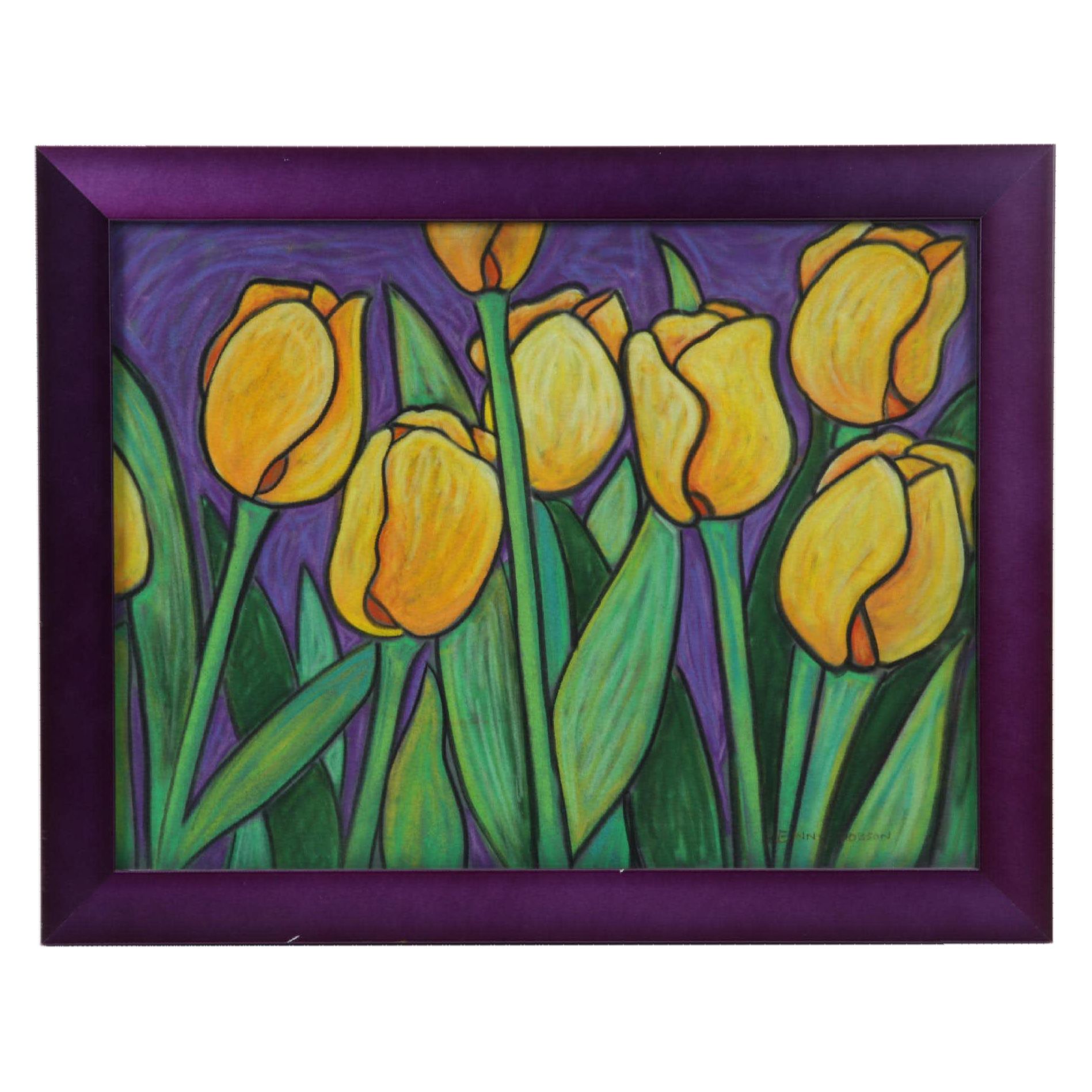 Penny Dobson Still Life Pastel Drawing of Tulips, 21st Century