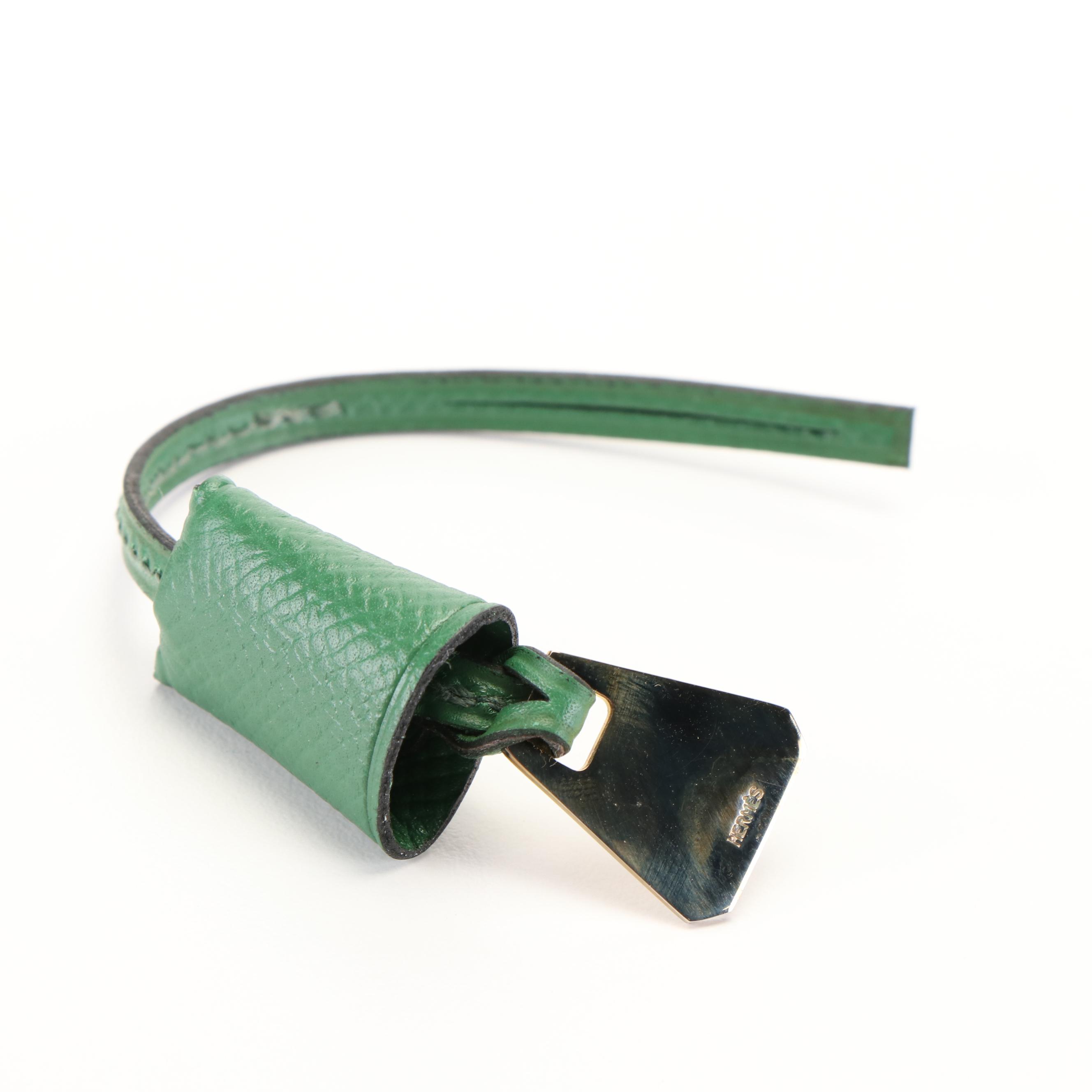 Hermès Leather Clochette in Green Epsom Leather