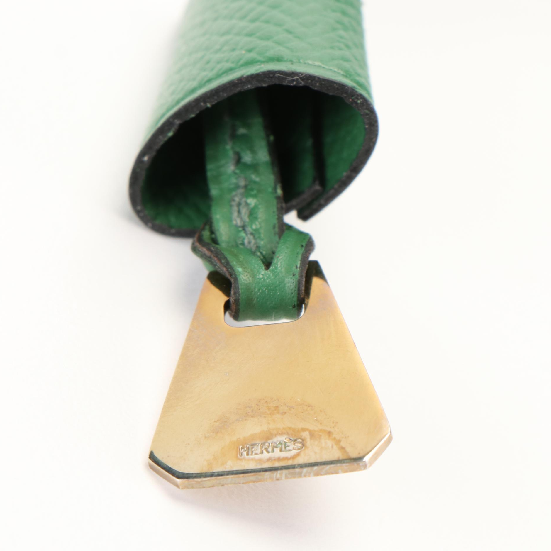 Hermès Leather Clochette in Green Epsom Leather