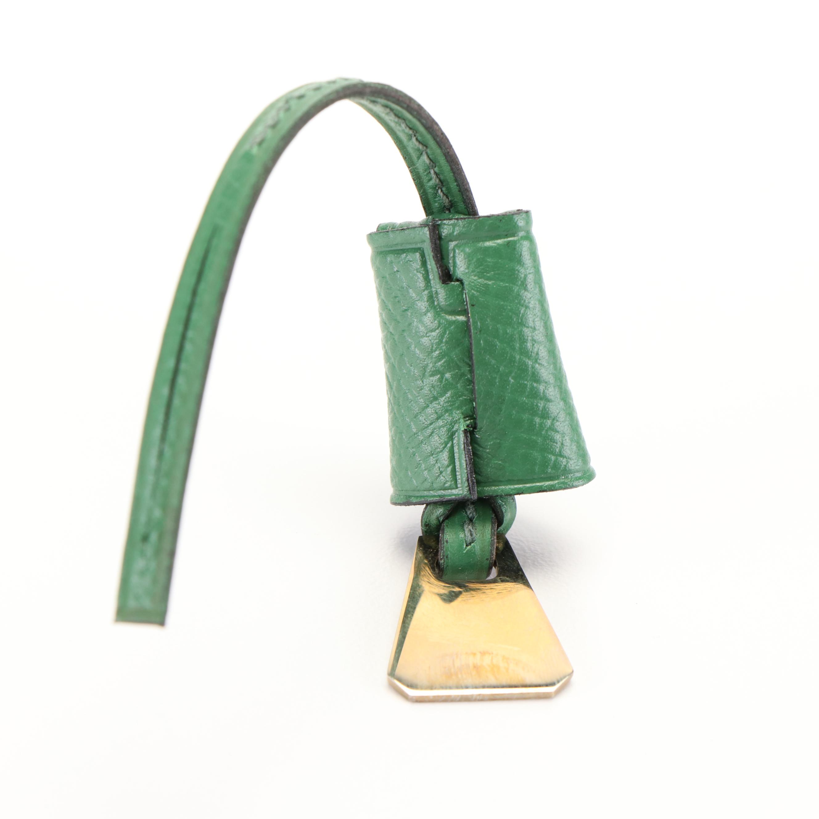 Hermès Leather Clochette in Green Epsom Leather
