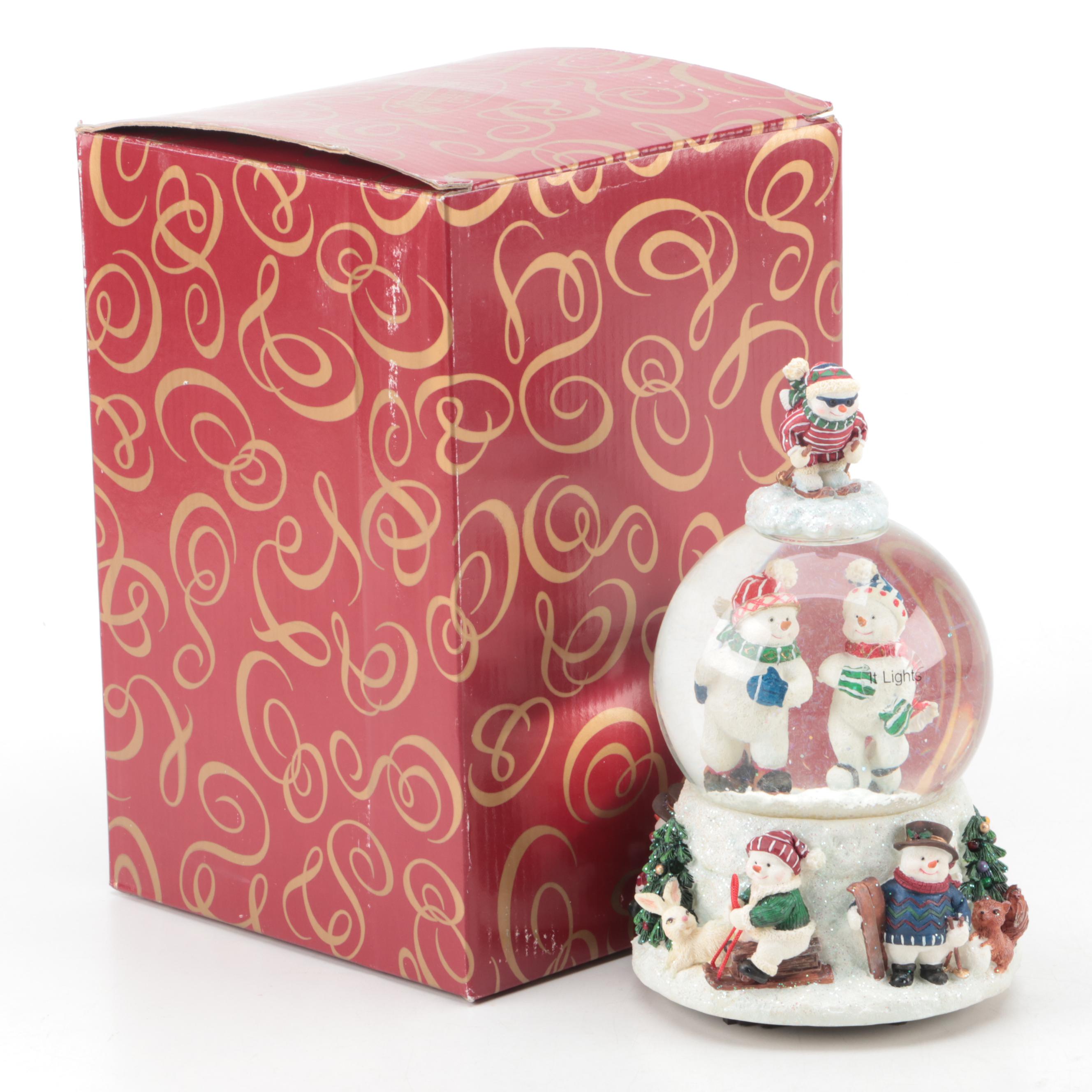San Francisco Music Box Company Lighted Snowman Water Globe
