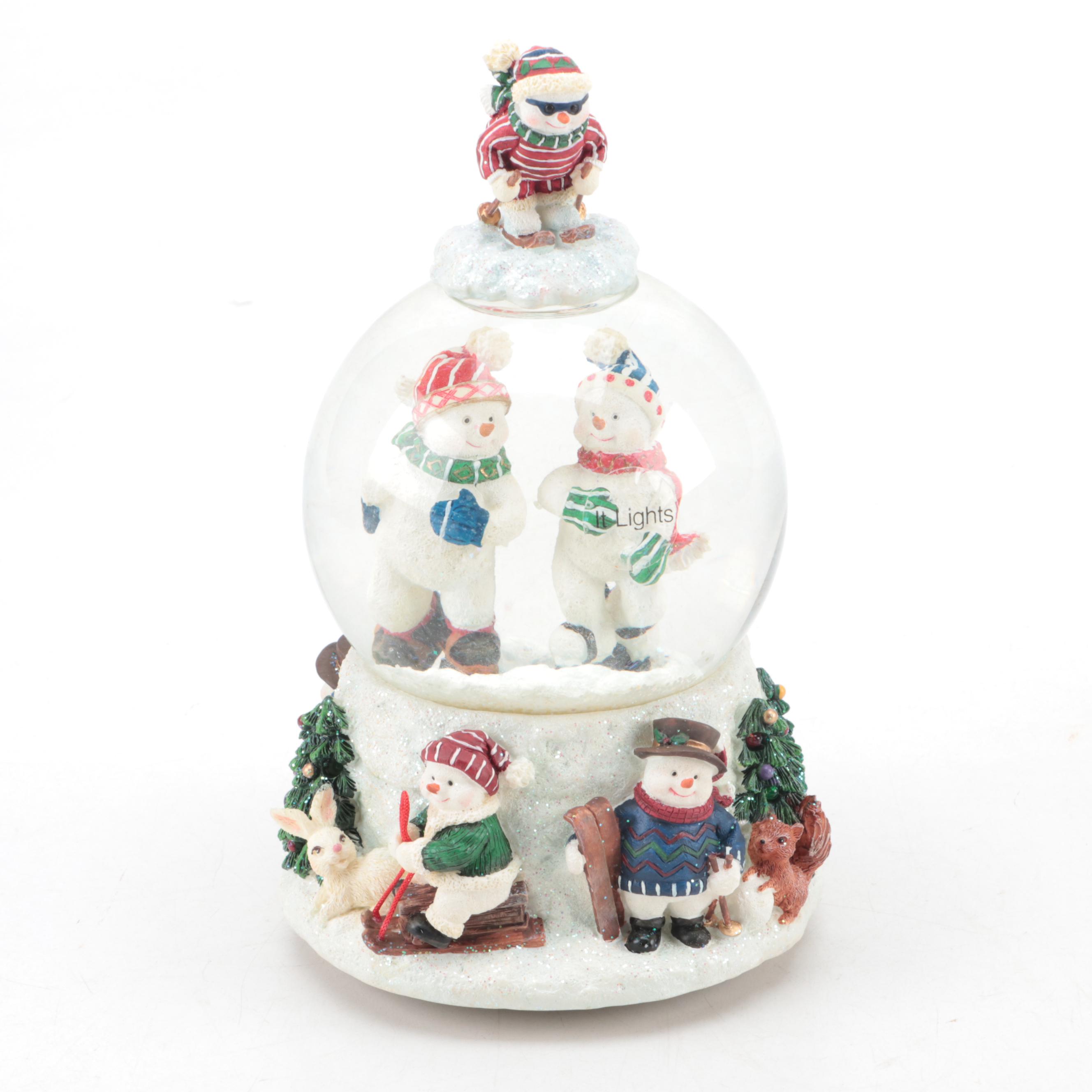 San Francisco Music Box Company Lighted Snowman Water Globe