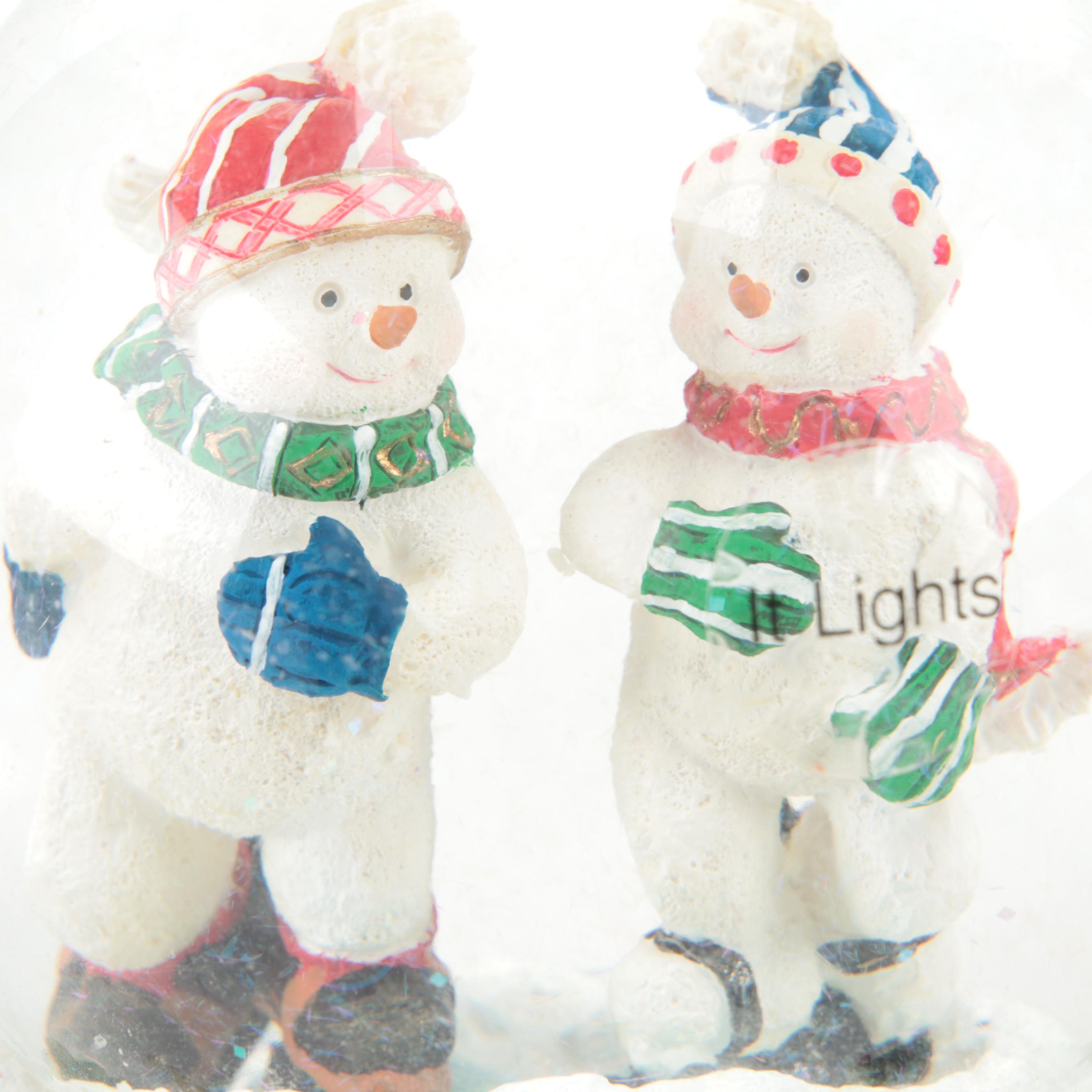 San Francisco Music Box Company Lighted Snowman Water Globe