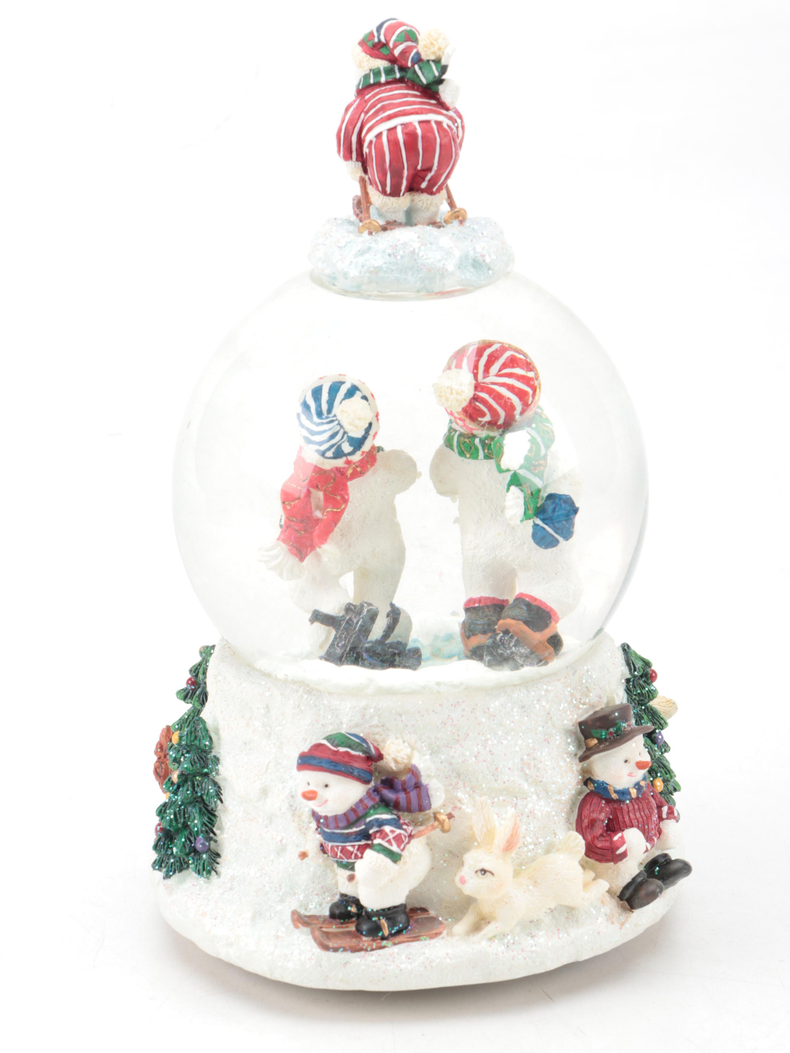 San Francisco Music Box Company Lighted Snowman Water Globe