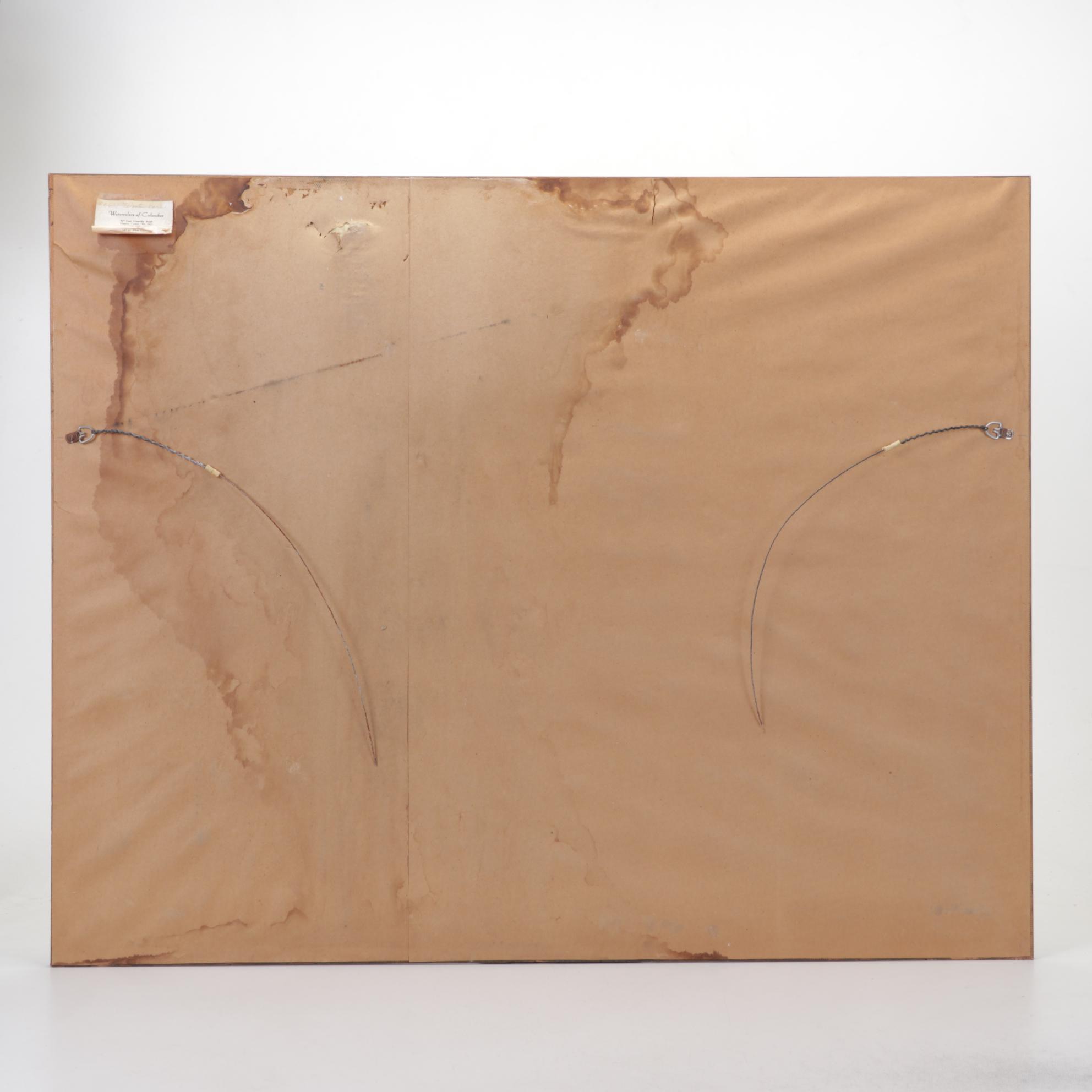 Robert Brubaker Landscape Watercolor Painting "Winter Barn," Late 20th Century