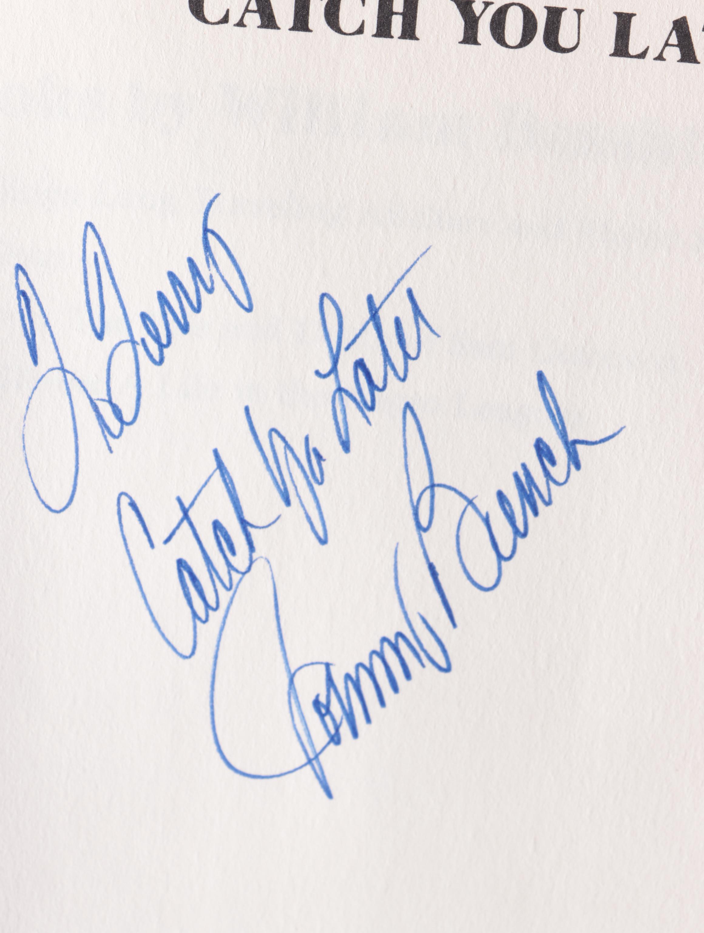 Johnny Bench Signed Sports Impressions Figurine, Fotoball, and Book, with More