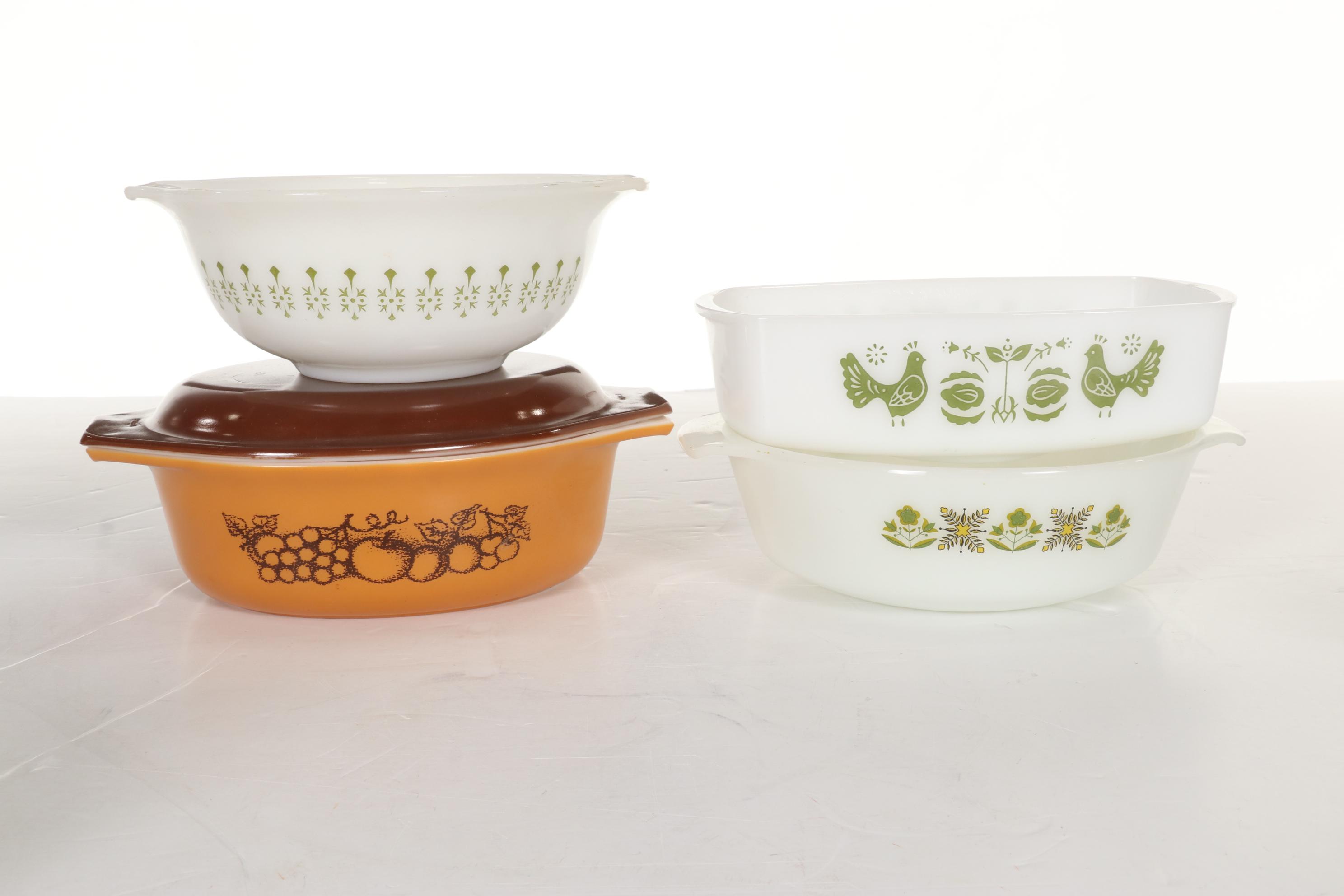 Pyrex "Old Orchard" Oval with Other Baking Dishes and Kitchenware