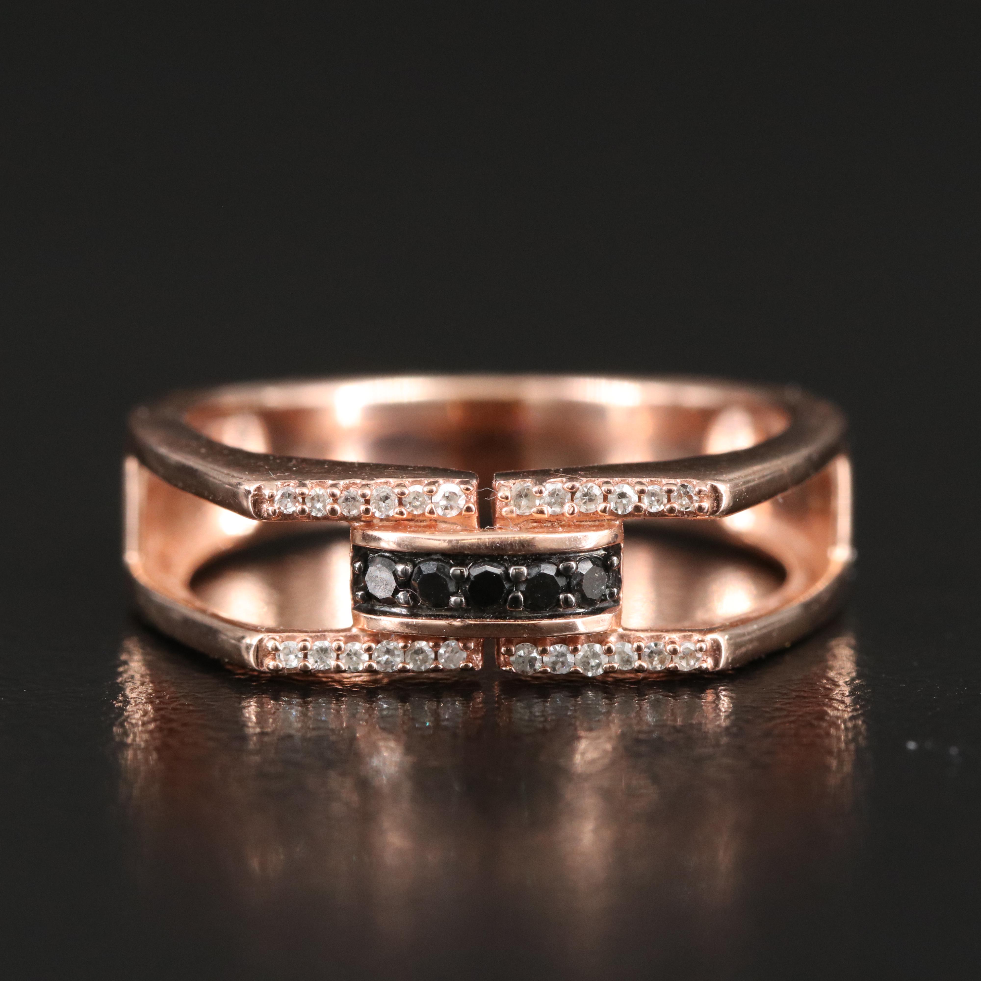 10K Rose Gold 0.12 CTW Diamond Ring Including Fancy Black Diamonds