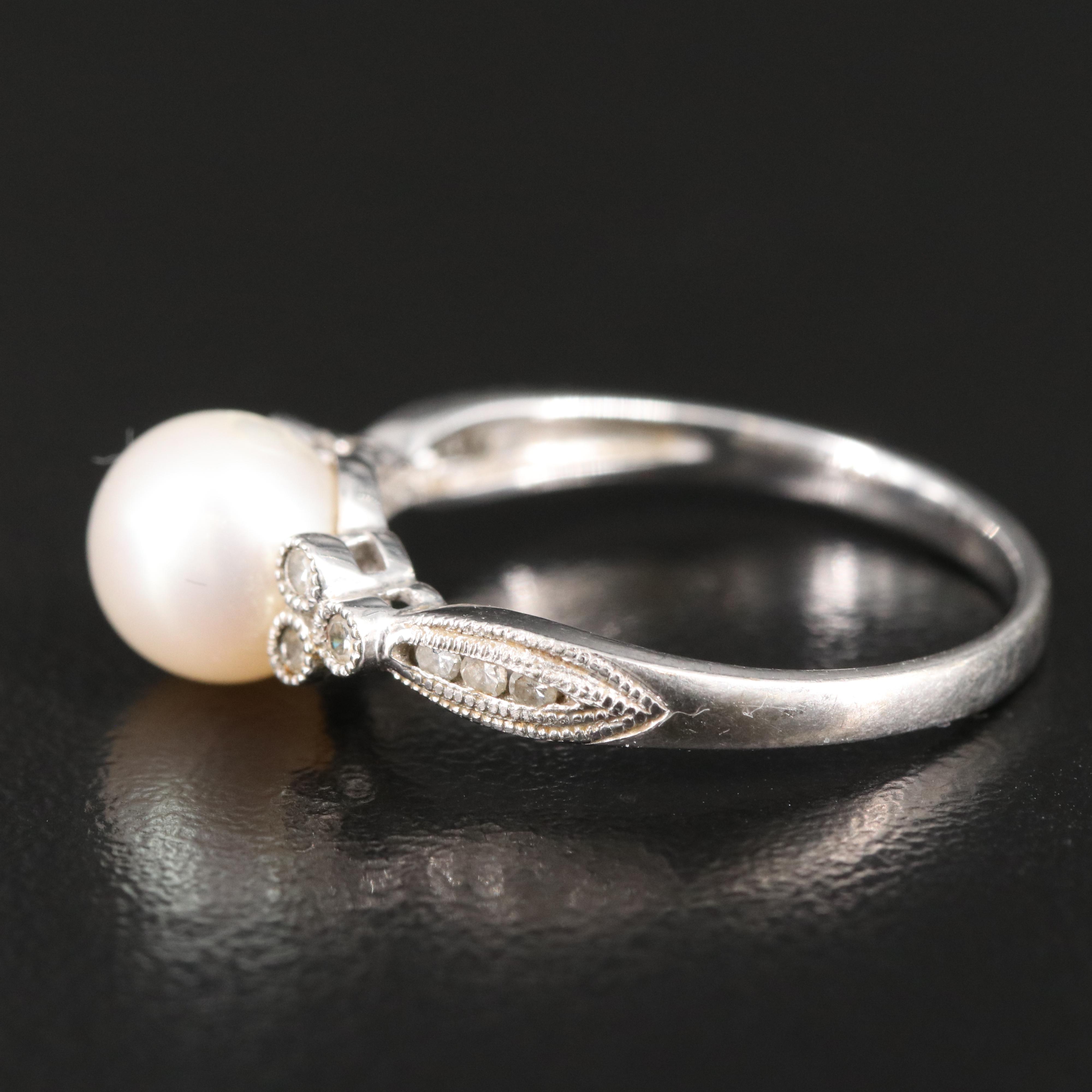 10K Pearl and Diamond Ring