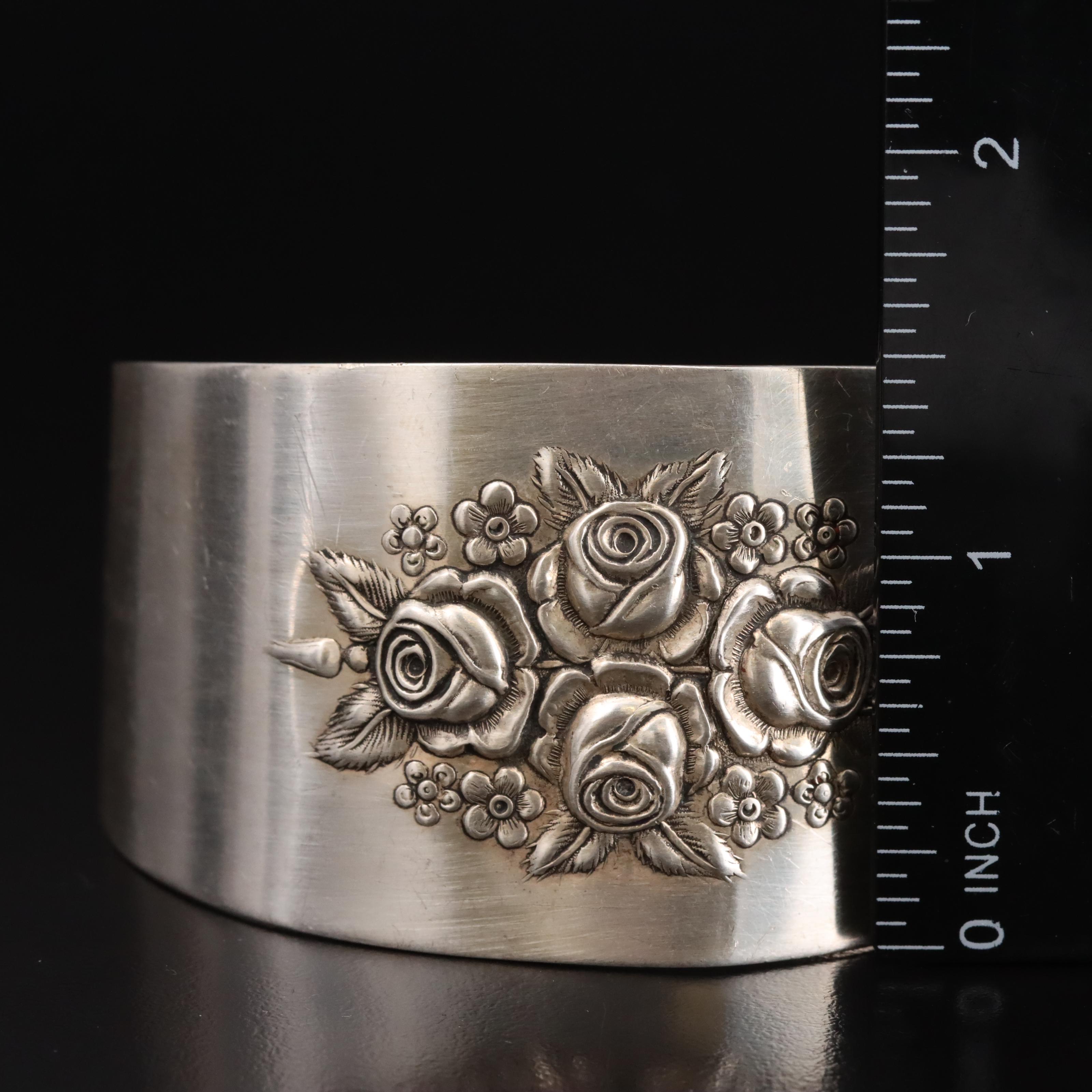 Vintage Stieff Sterling Rose Cuff