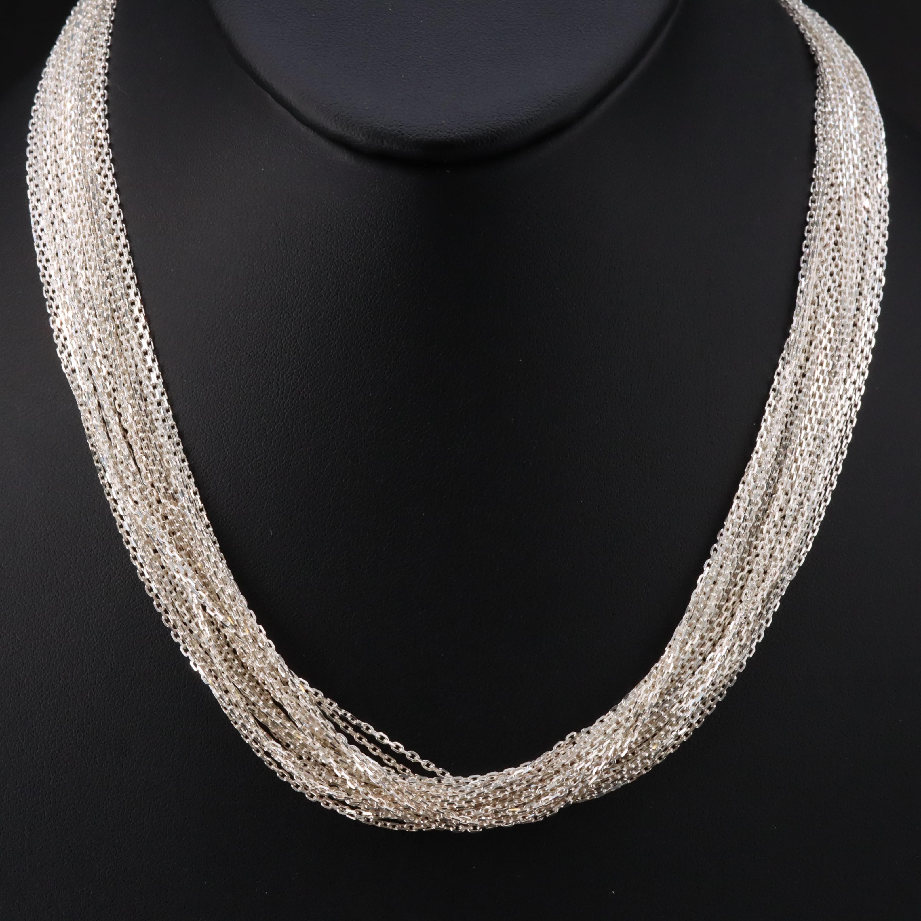 Sterling Multi-Strand Cable Chain Necklace