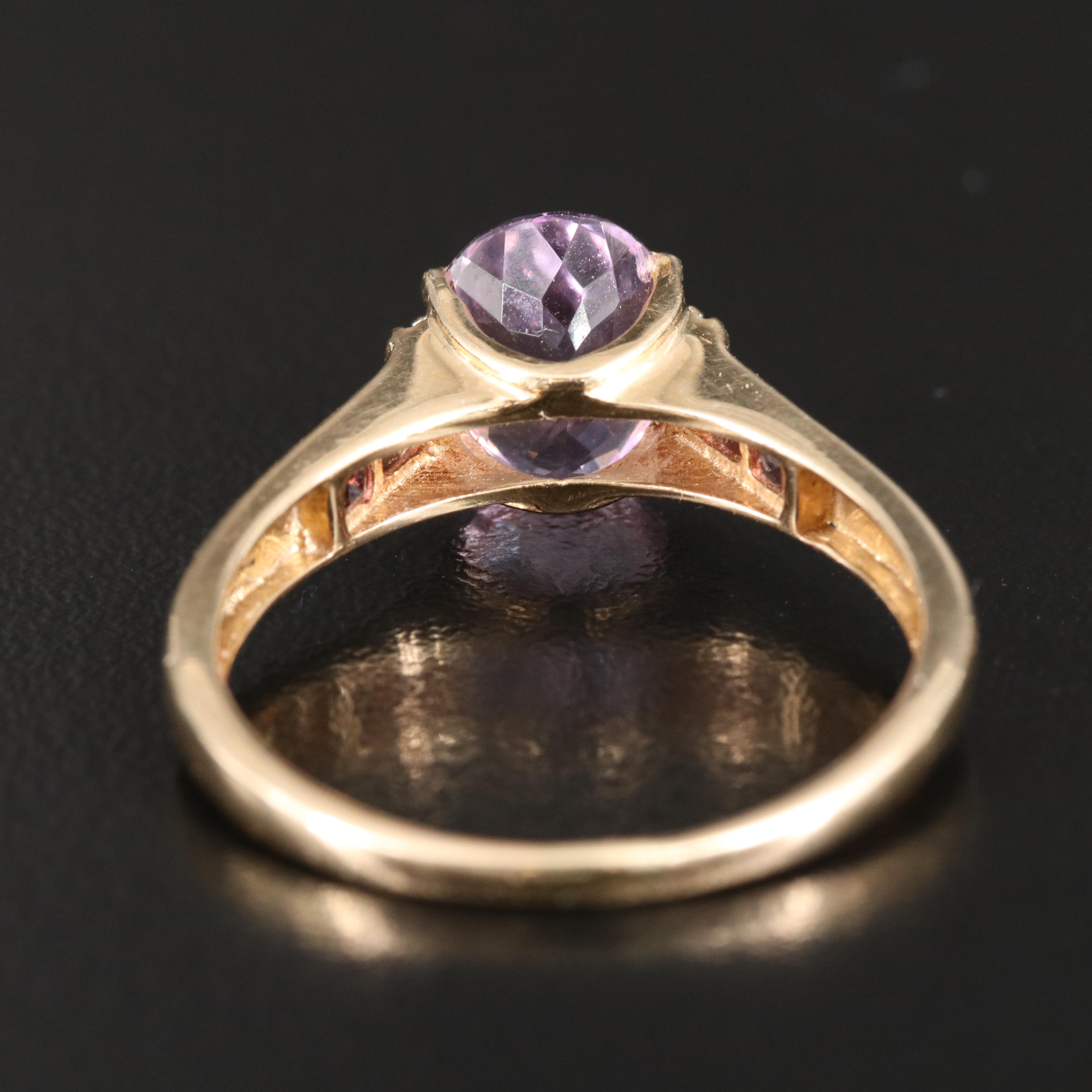 14K Kunzite, Diamond and Tourmaline Ring