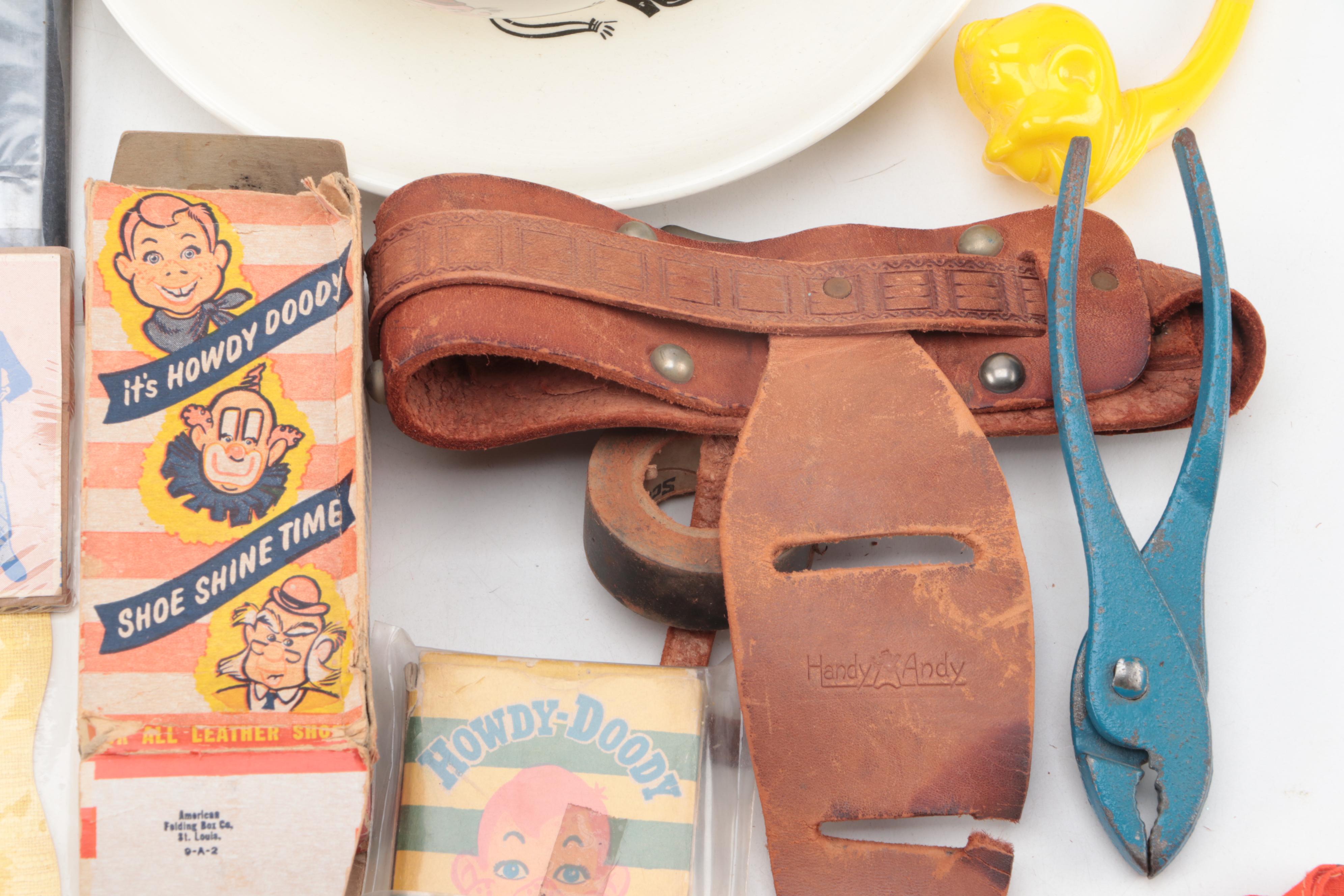 Howdy Doody Tableware with Other Collectibles, Mid-20th Century