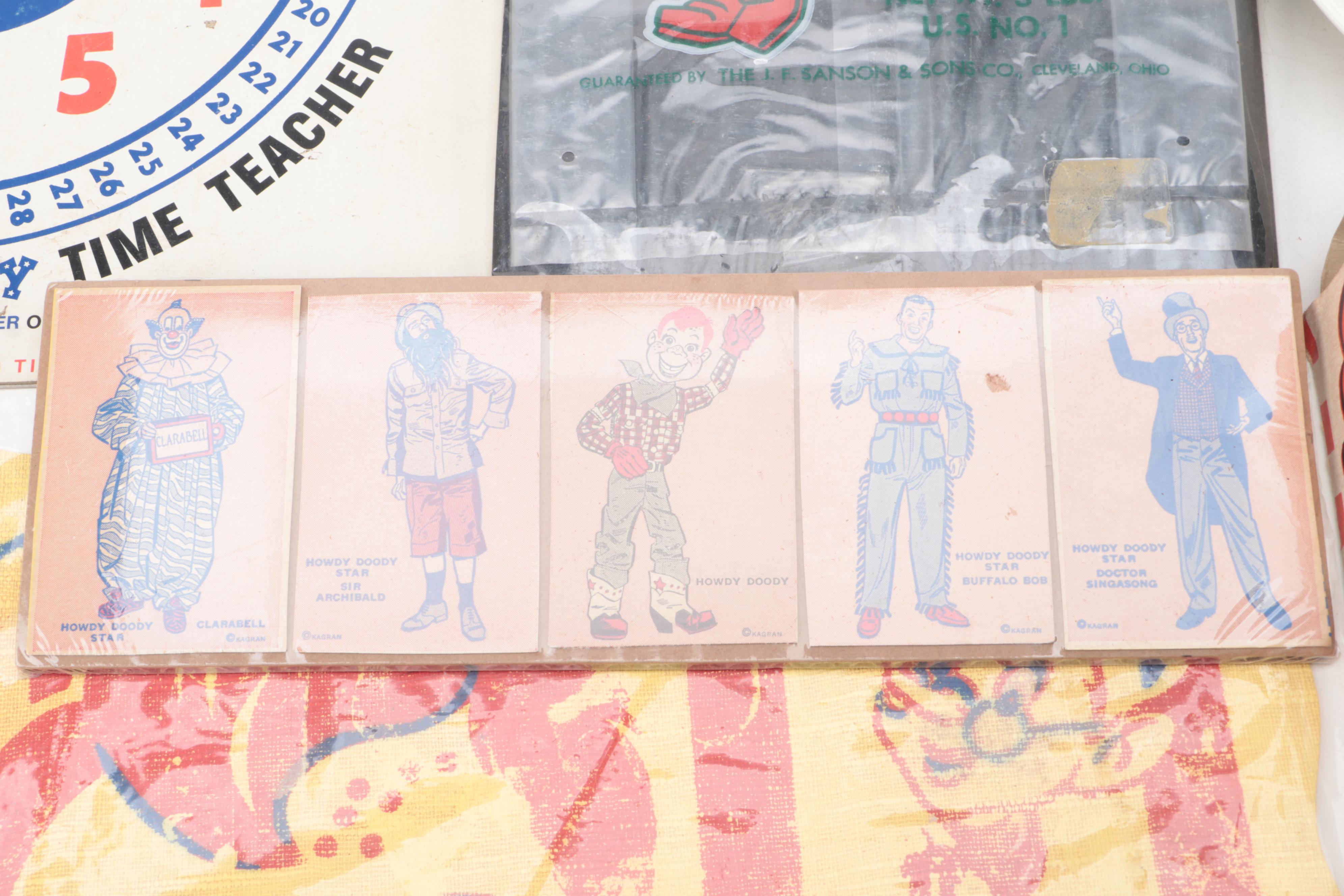 Howdy Doody Tableware with Other Collectibles, Mid-20th Century