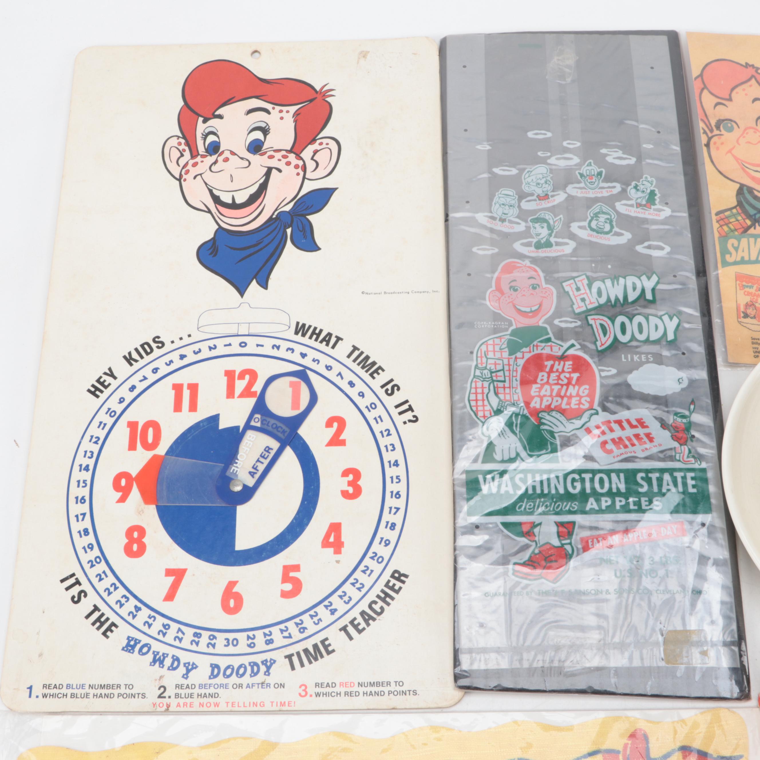 Howdy Doody Tableware with Other Collectibles, Mid-20th Century