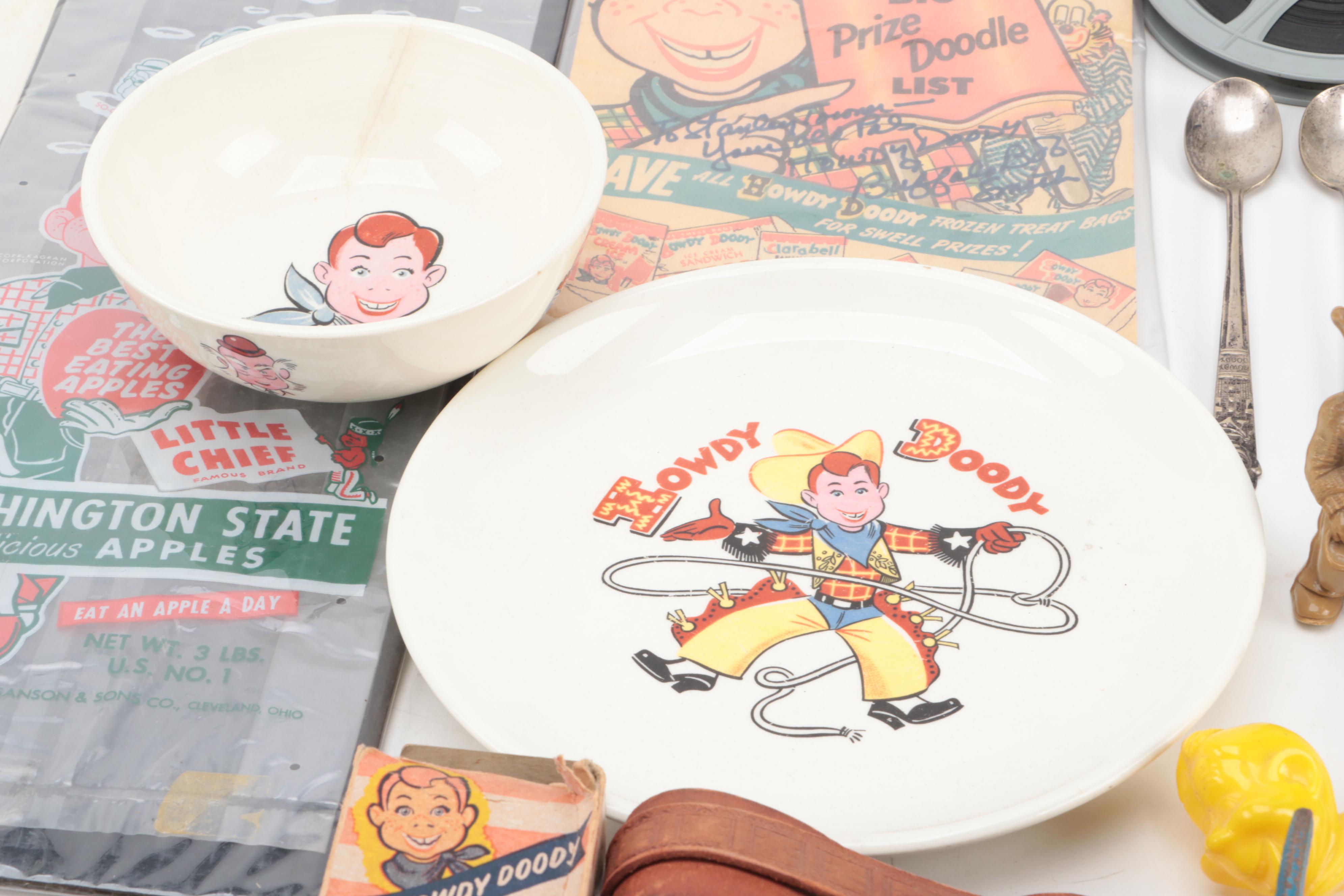 Howdy Doody Tableware with Other Collectibles, Mid-20th Century