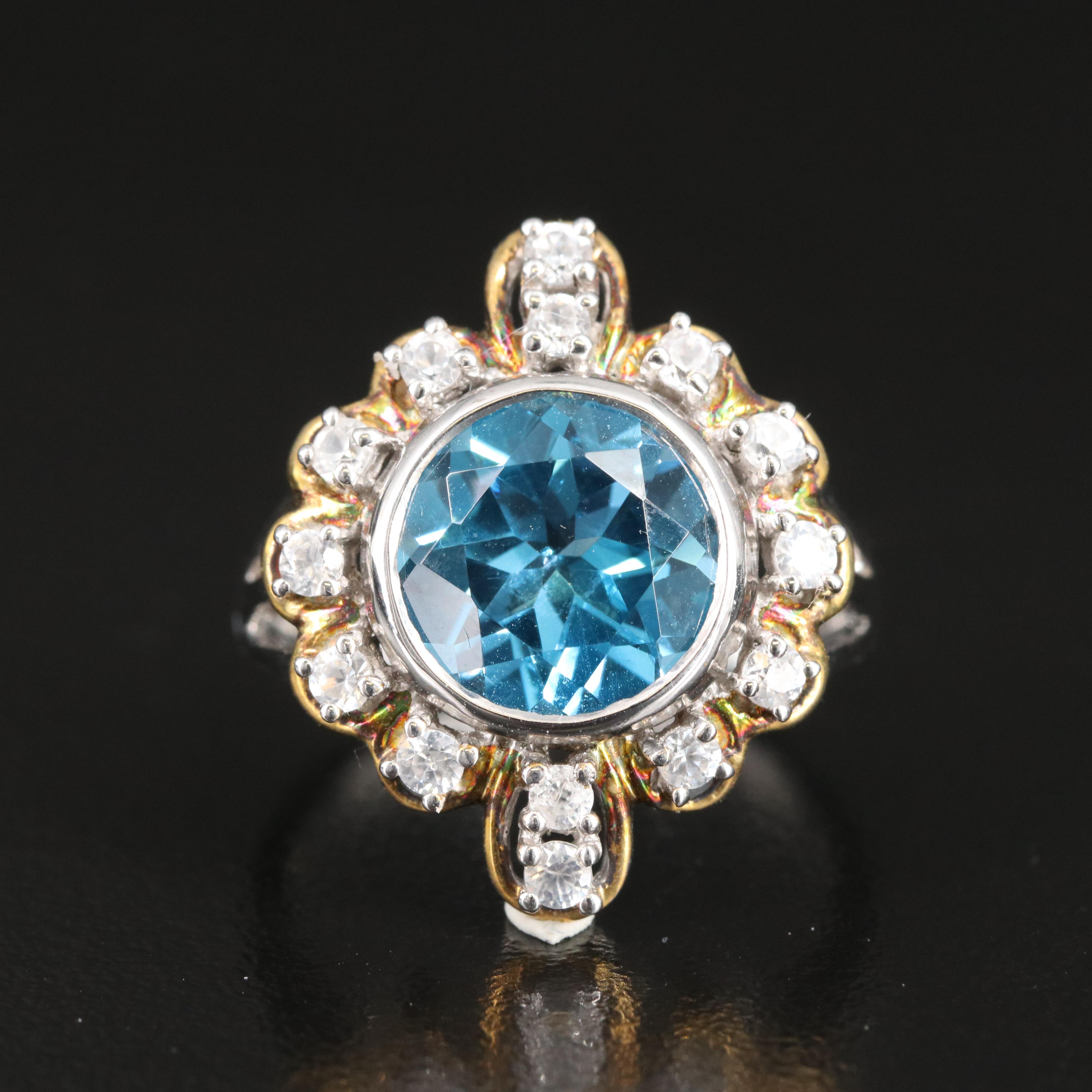 Sterling Topaz and Zircon Ring