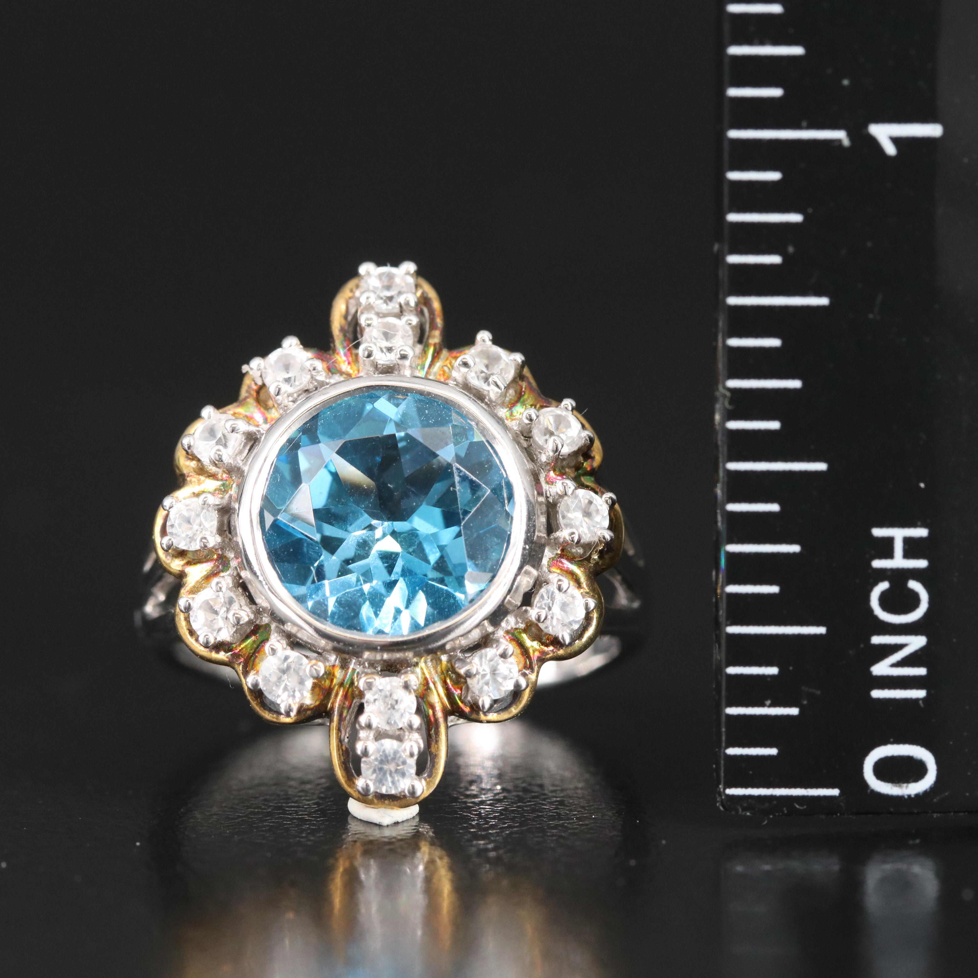 Sterling Topaz and Zircon Ring
