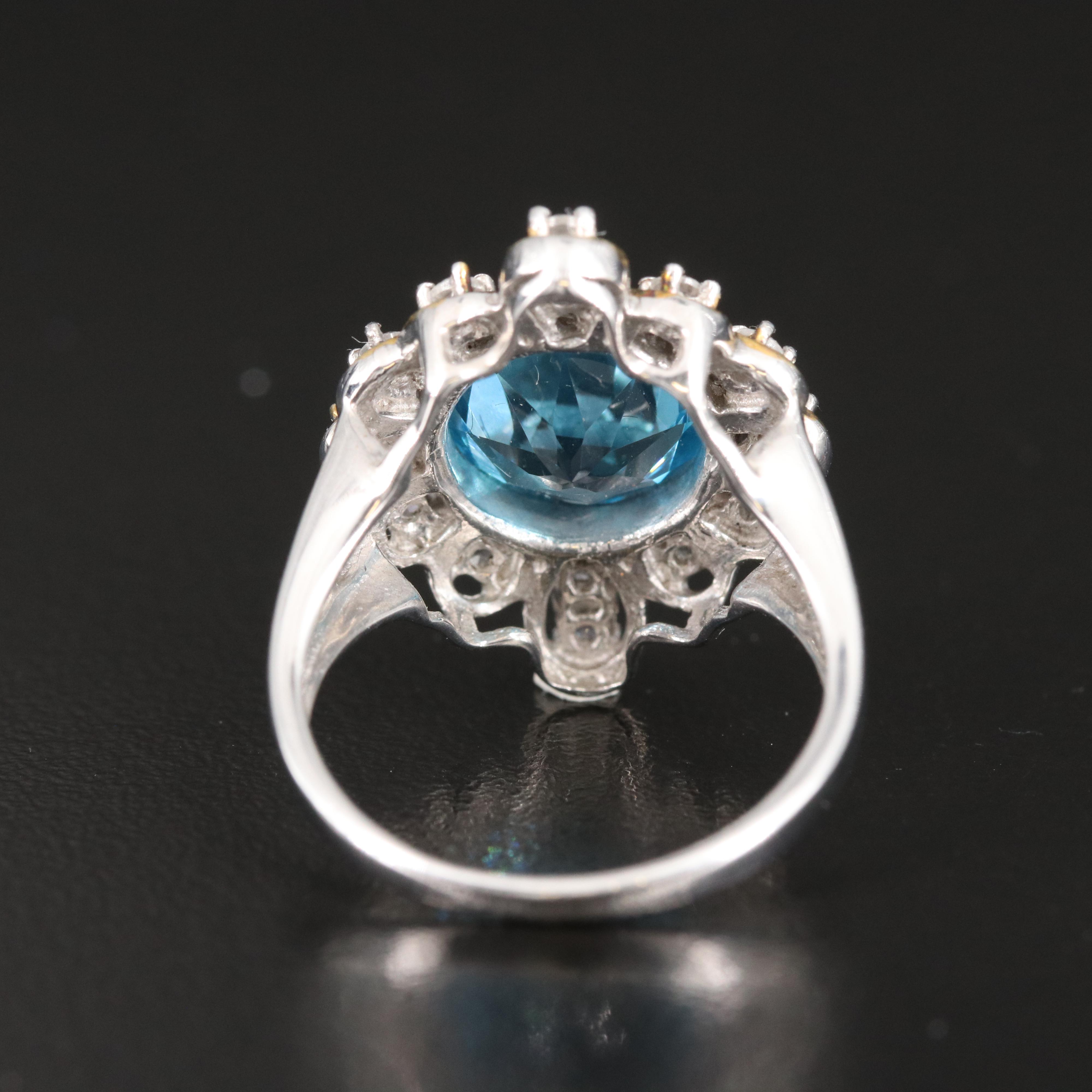 Sterling Topaz and Zircon Ring