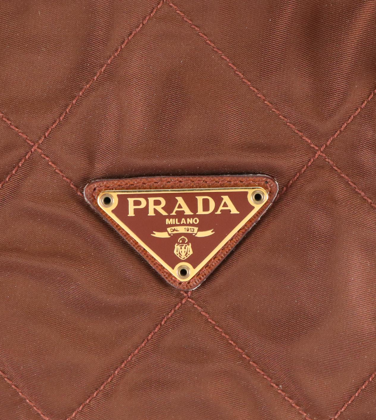 Prada Shoulder Bag in Brown Quilted Tessuto Nylon