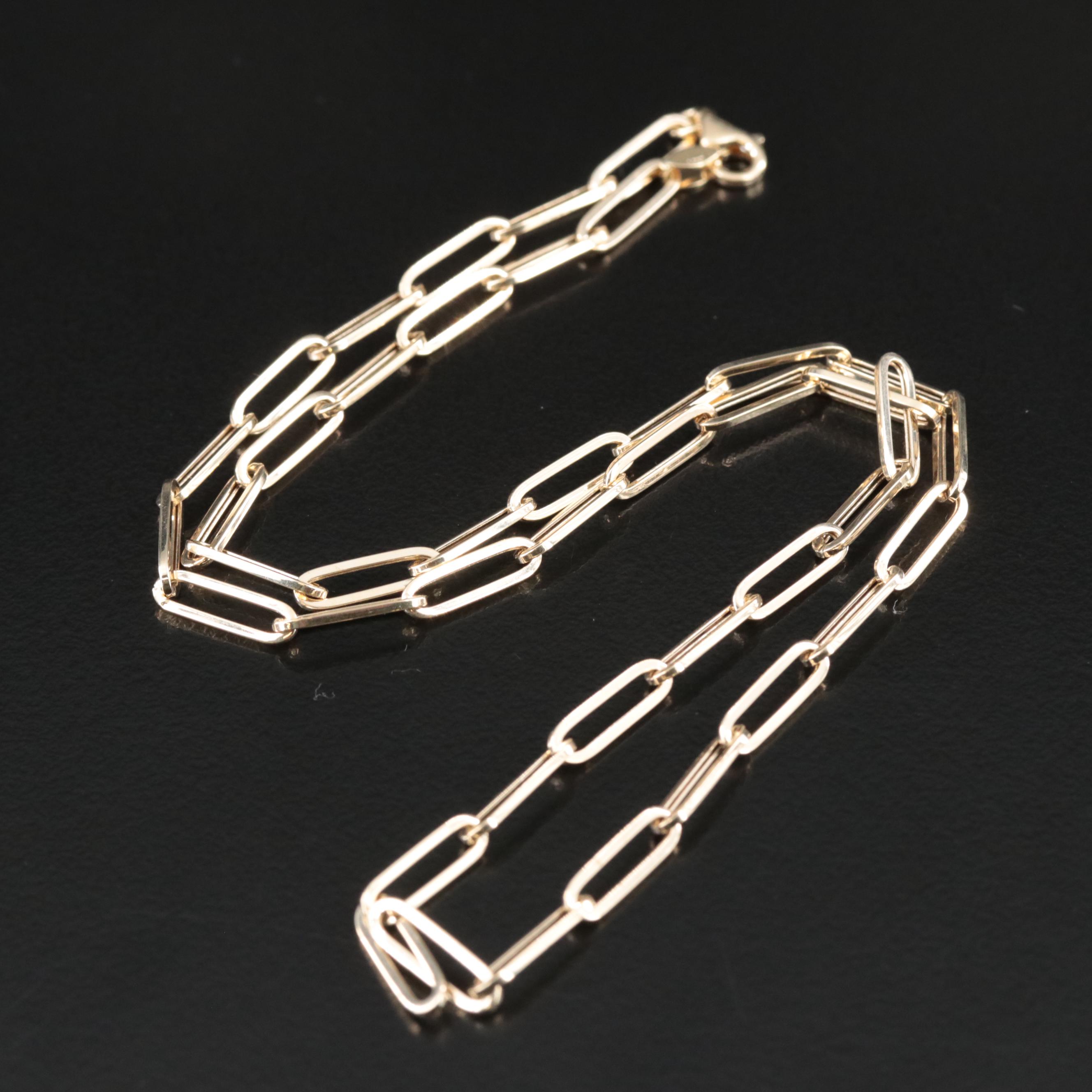 14K Paper Clip Chain Necklace EBTH
